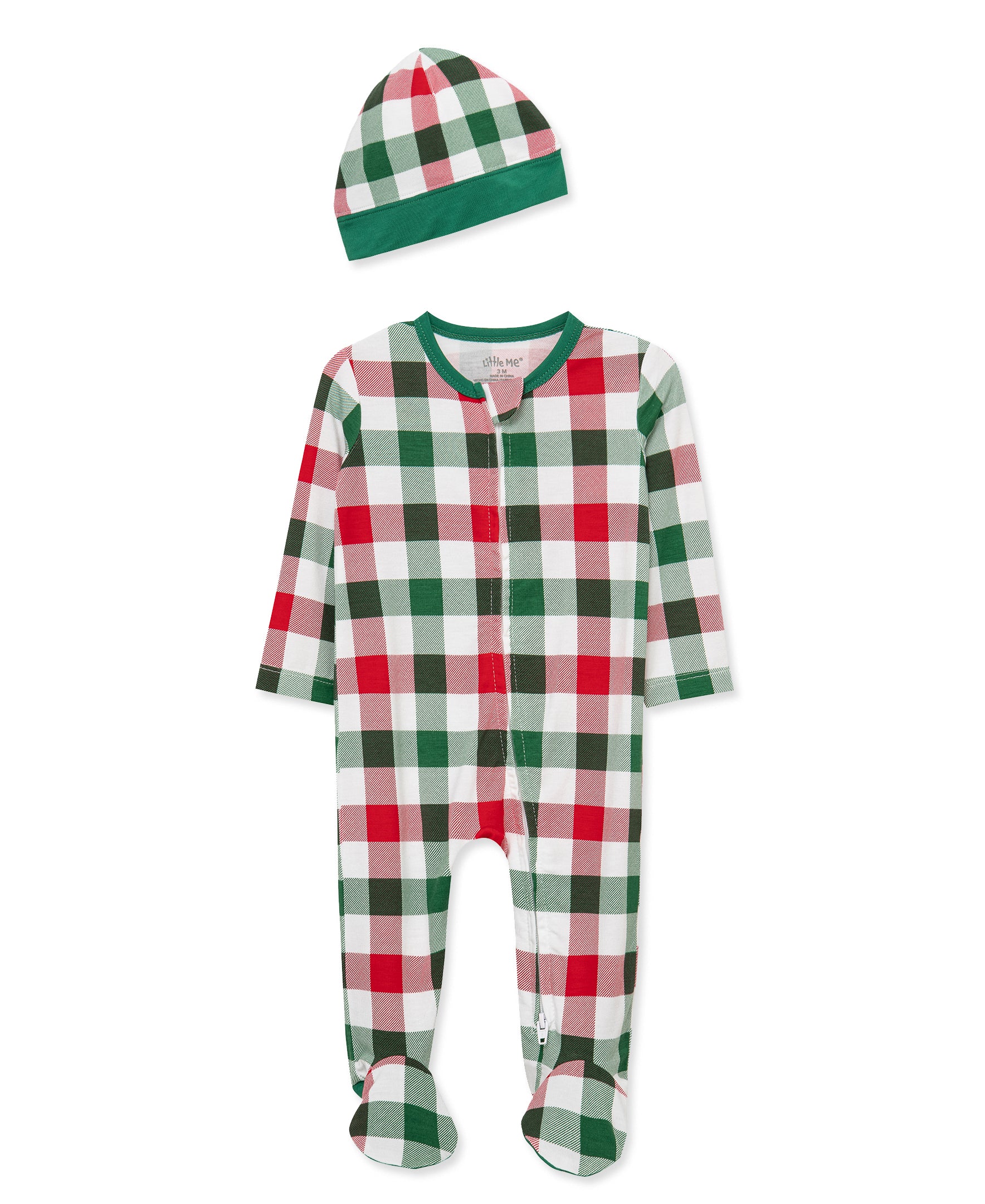 Plaid Footie & Hat (NB-9M) - Little Me