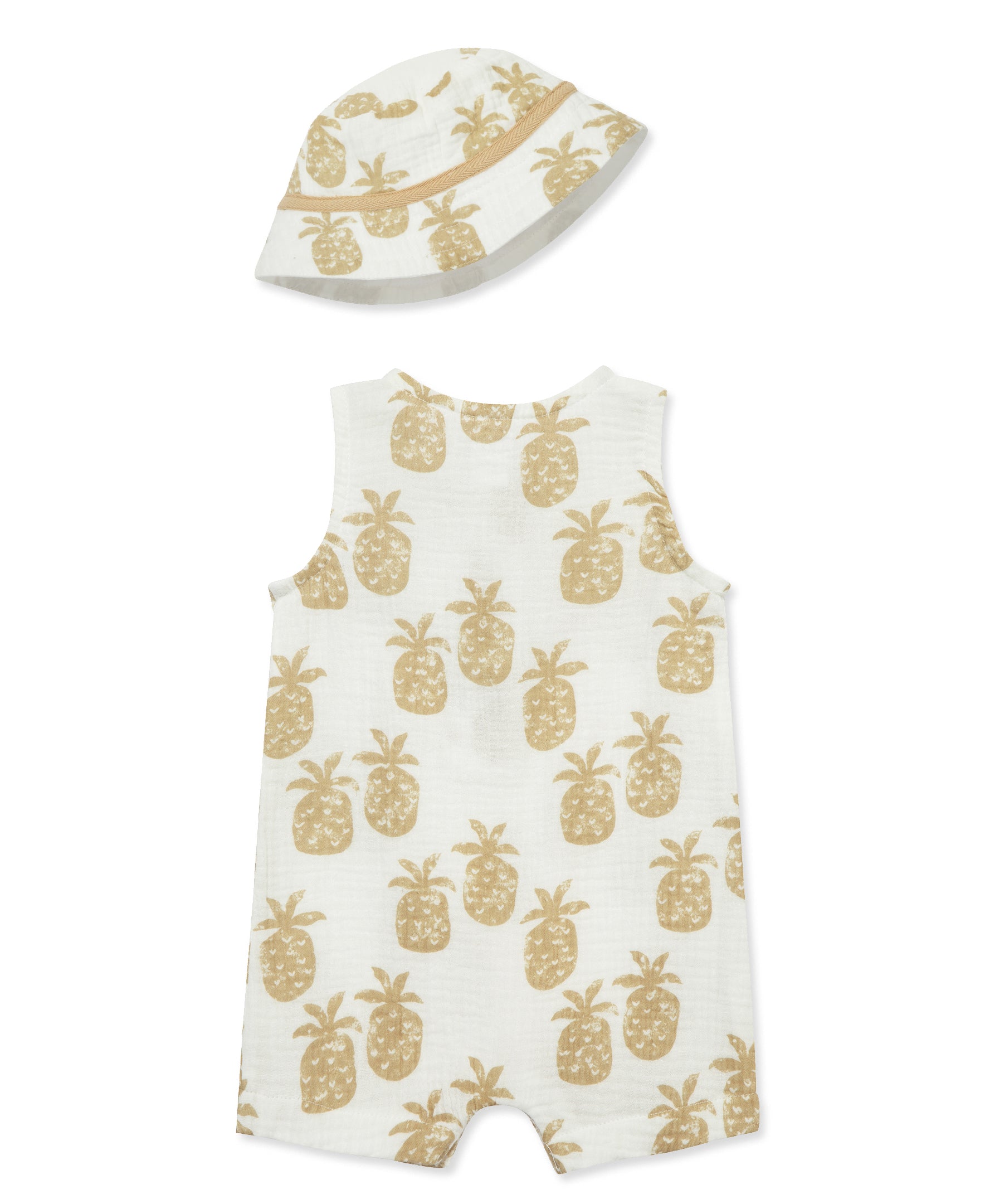 Pineapple Gauze Romper & Hat Set - Little Me