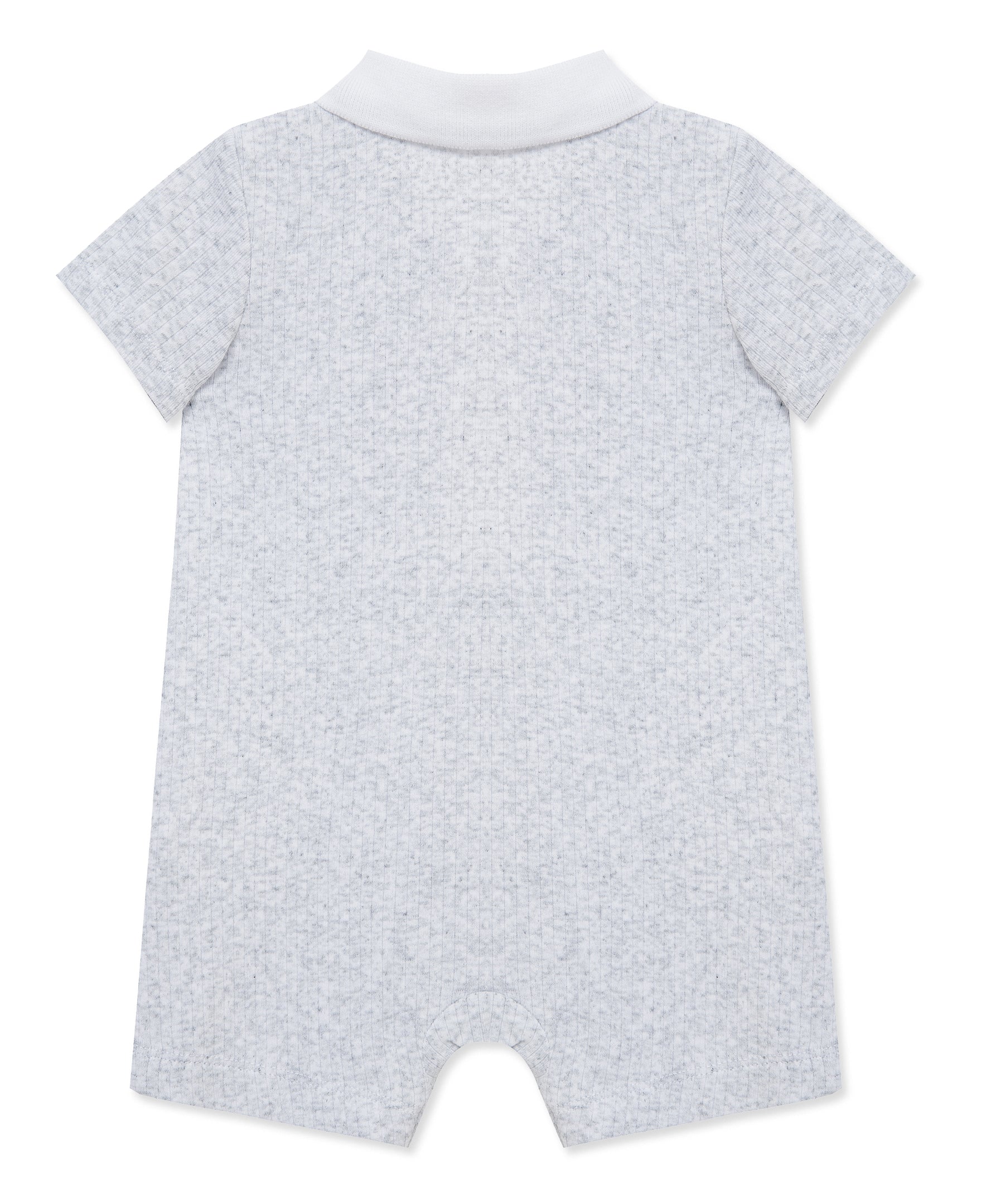 Grey Rib Knit Polo Romper