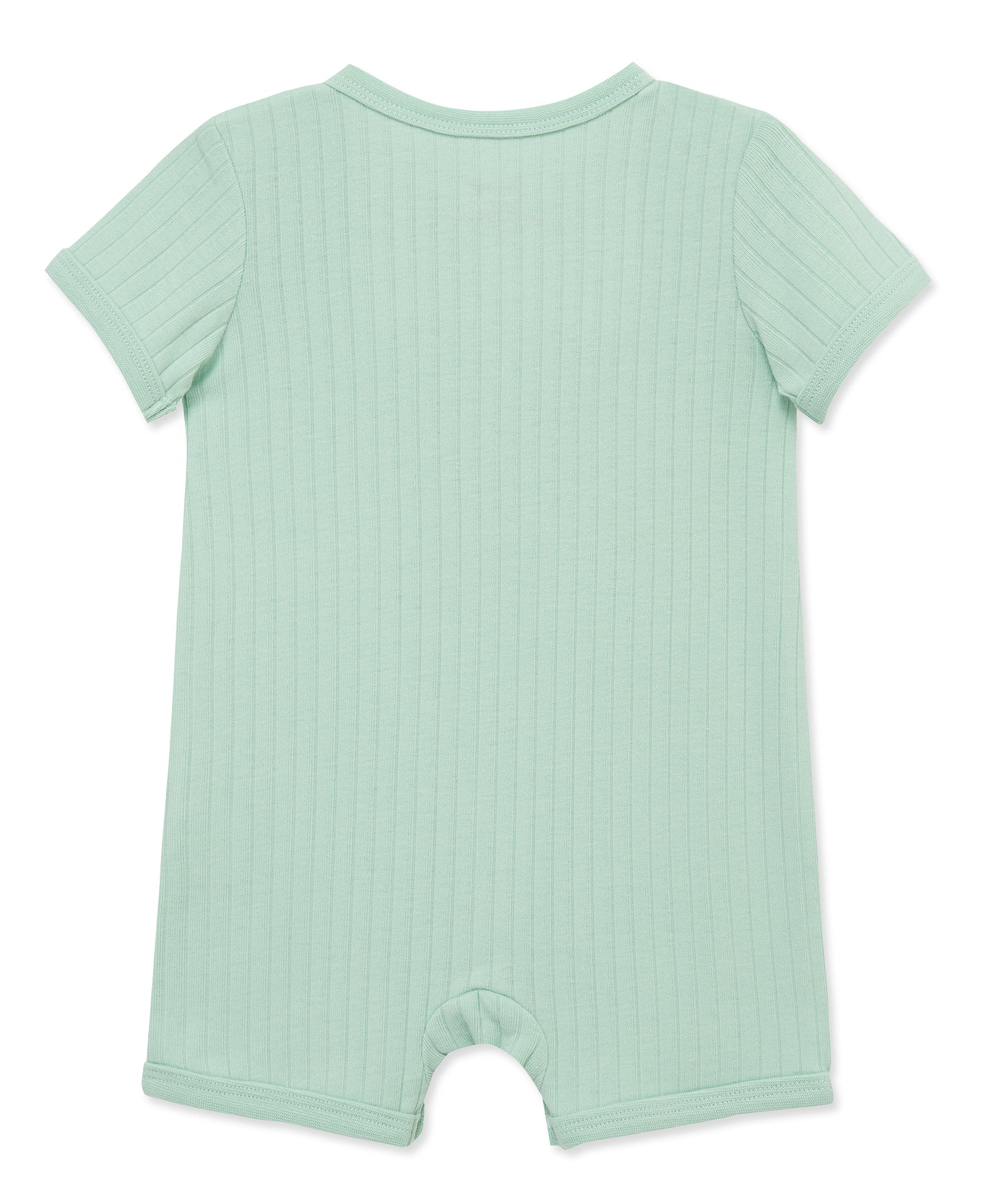 Green Rib Knit Pocket Romper