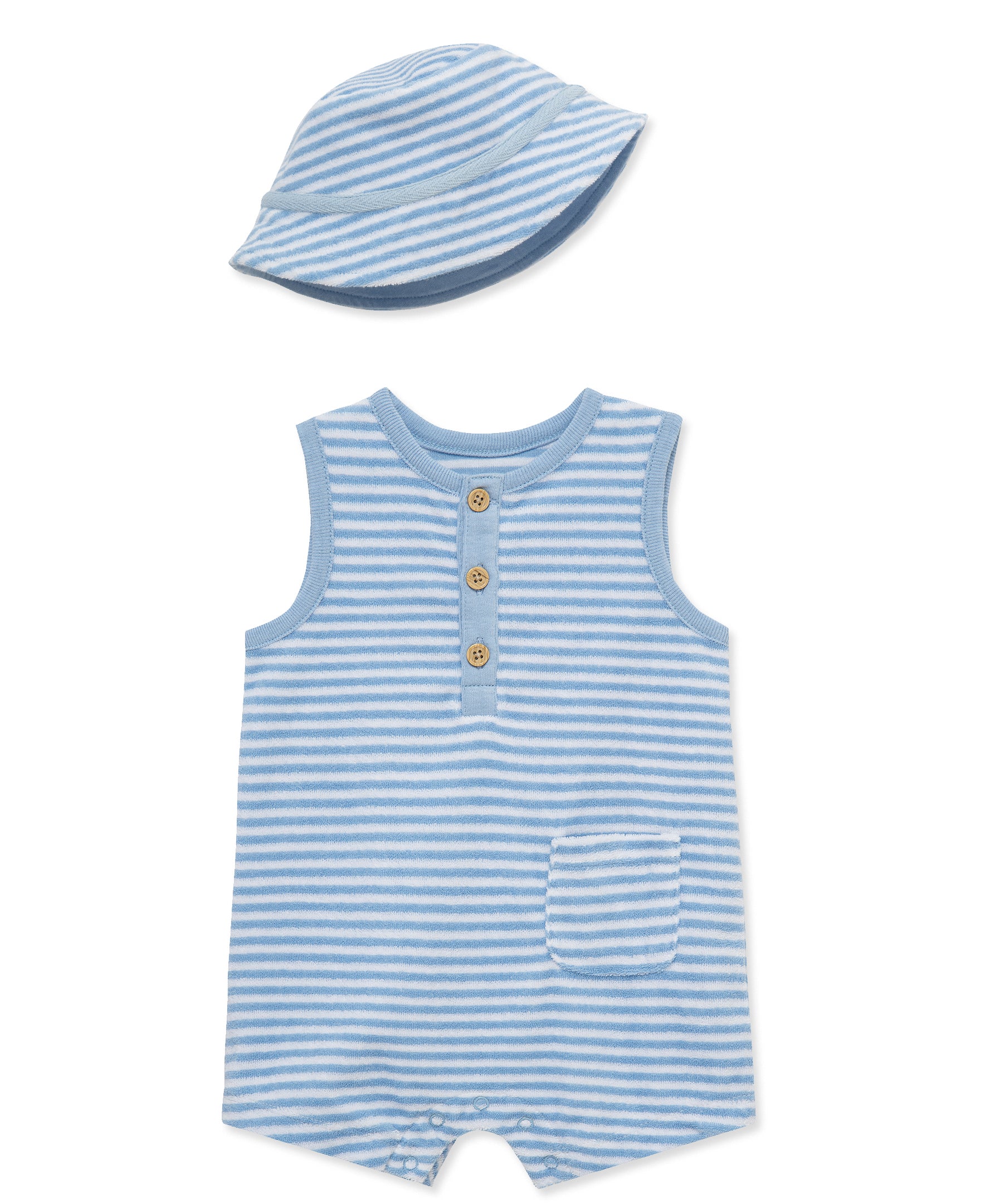 Stripe Terry Romper & Hat