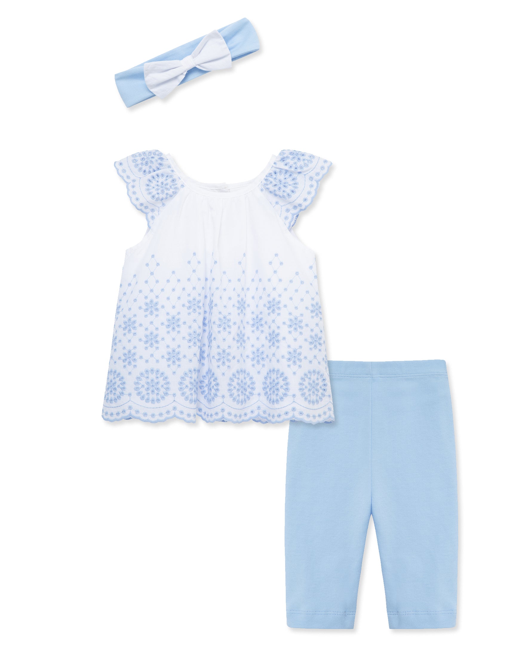 Blue Eyelet Woven Tunic Set (3M-12M) - Little Me