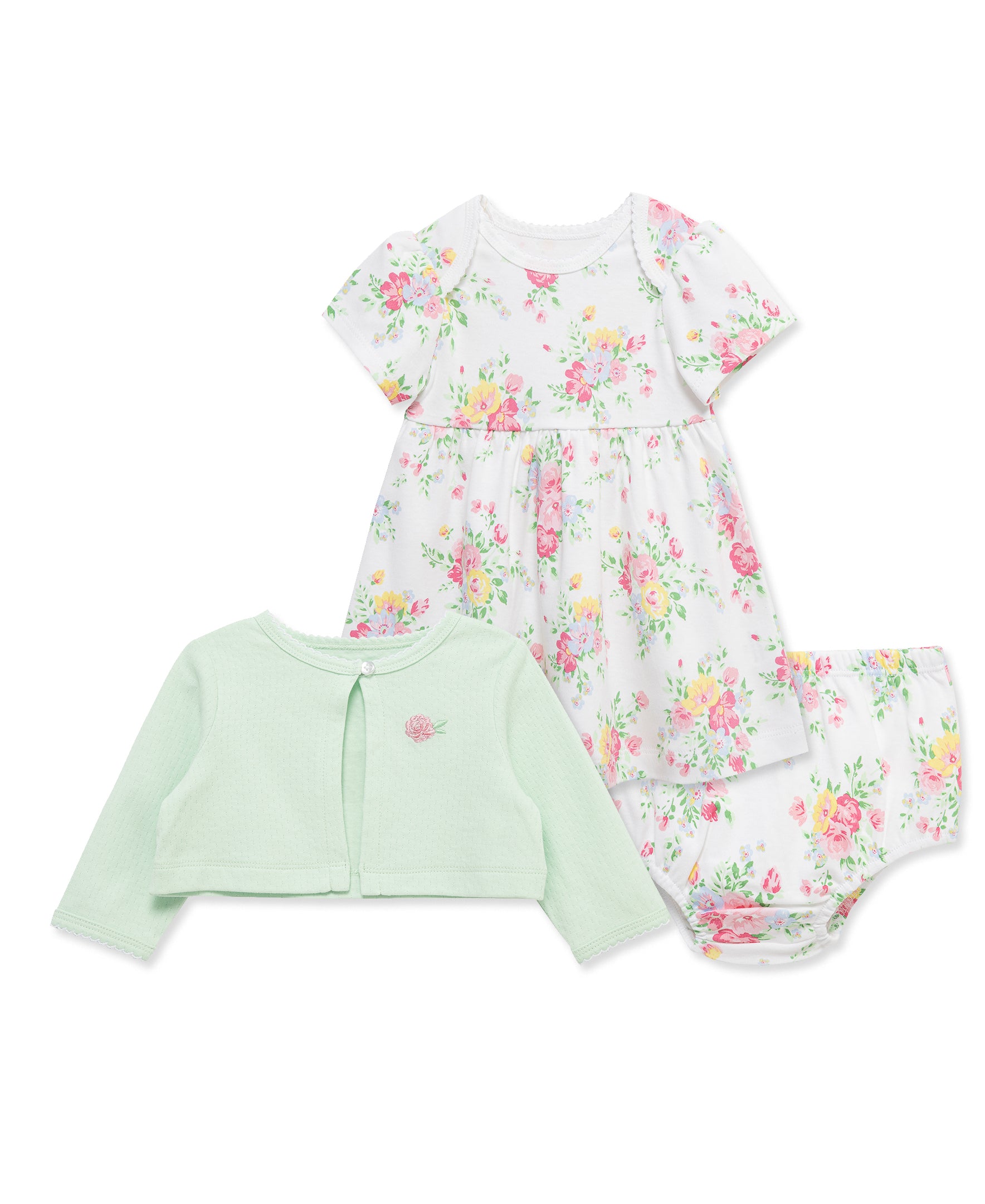 Bouquet Knit Dress & Cardigan Set - Little Me