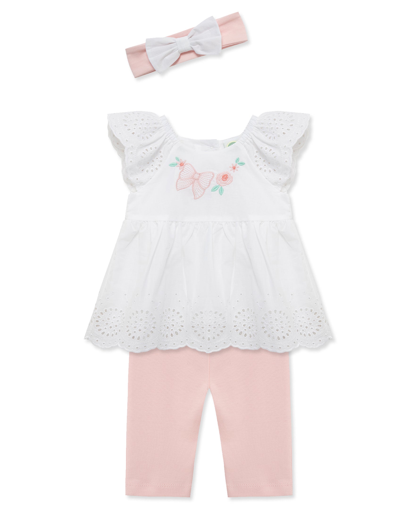 Bow Eyelet Woven Tunic & Legging Set (12M-24M)
