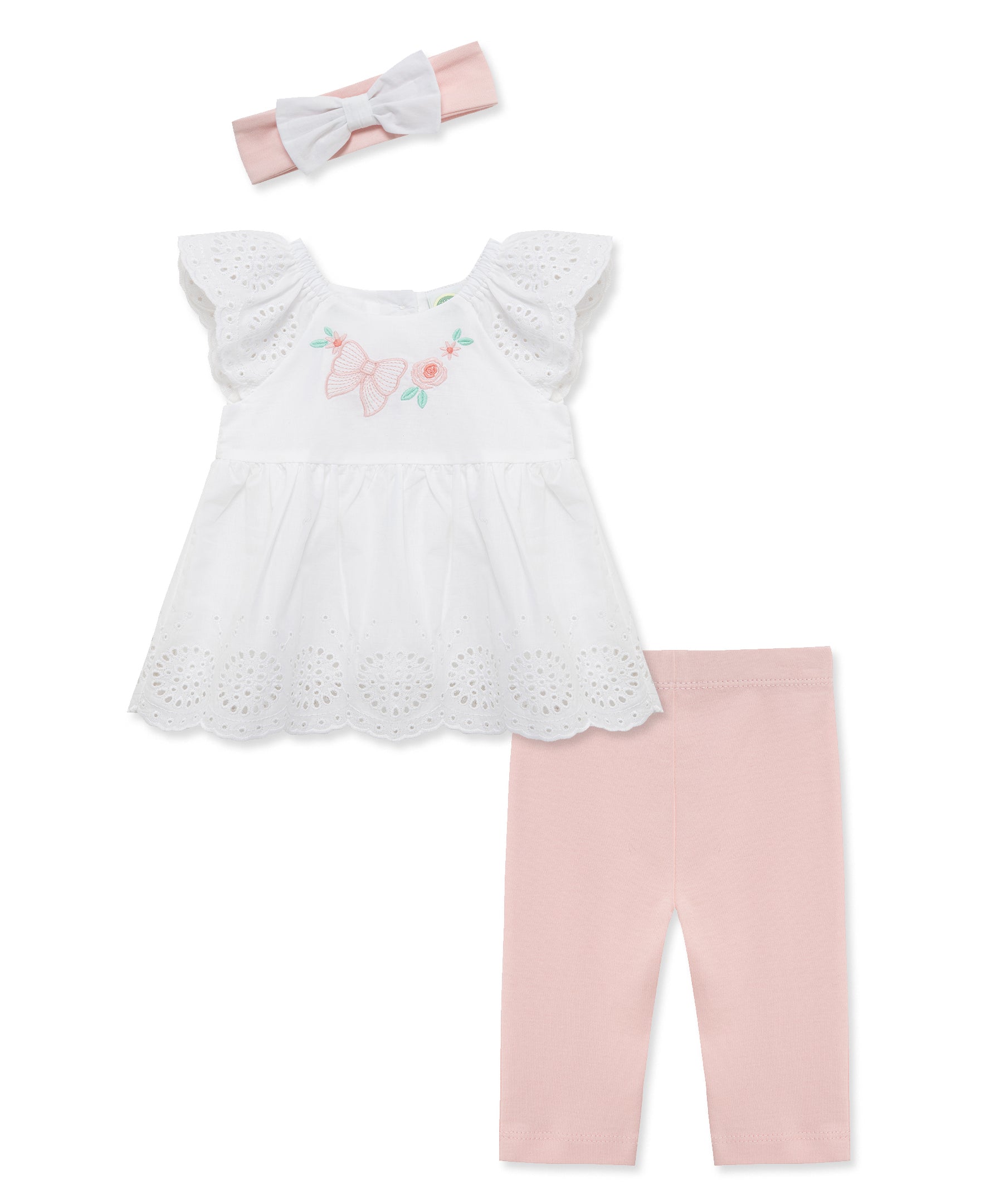 Bow Eyelet Woven Tunic & Legging Set (3M-12M))