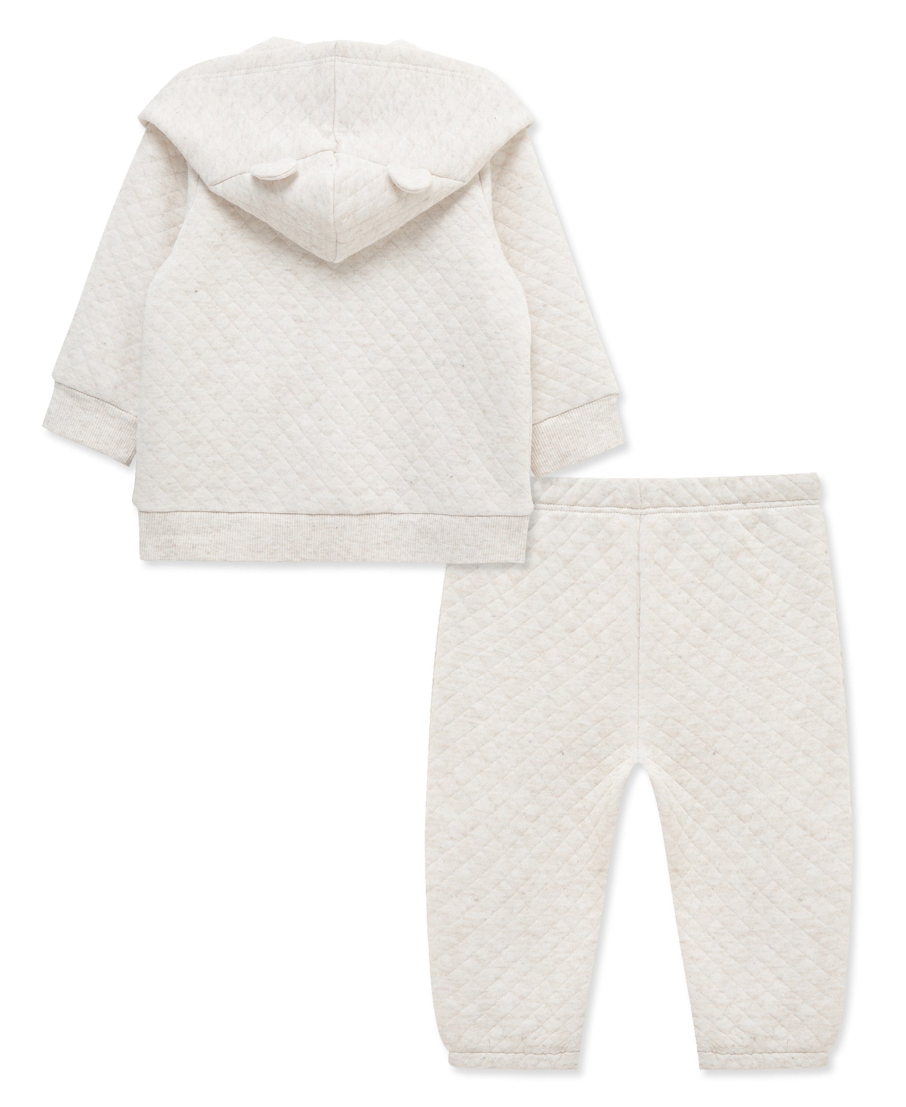 Oatmeal Quilted Hoodie Set - Little Me