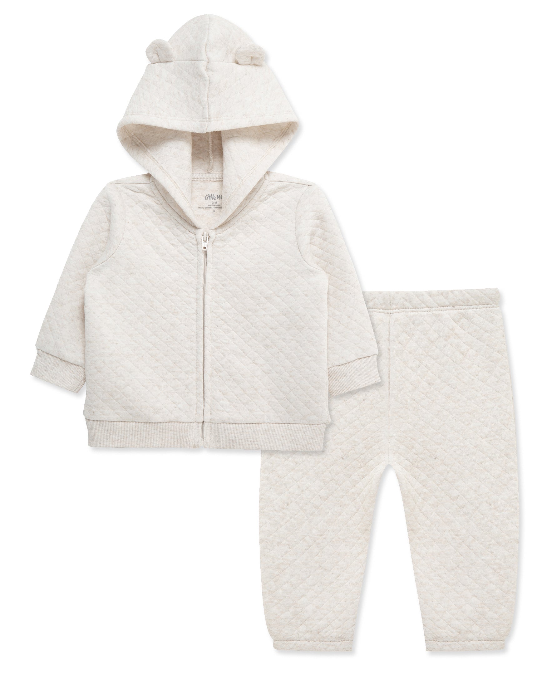 Oatmeal Quilted Hoodie Set - Little Me