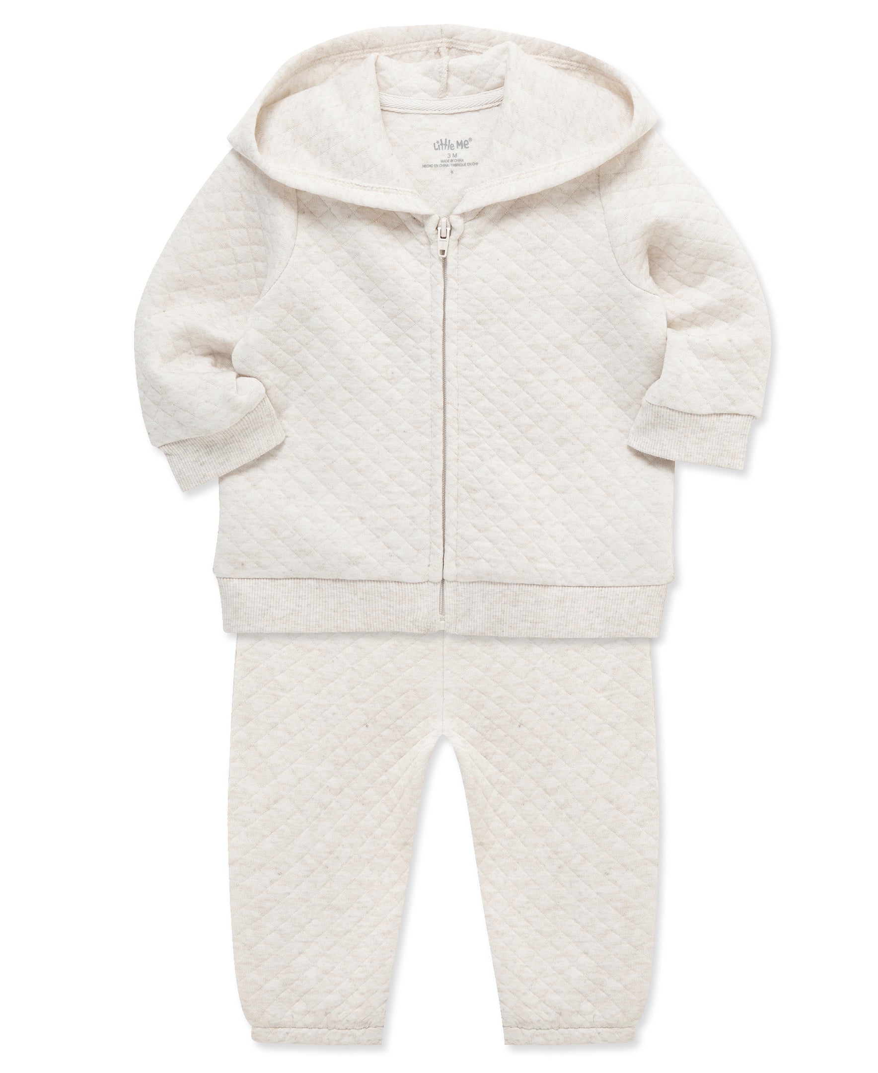 Oatmeal Quilted Hoodie Set - Little Me