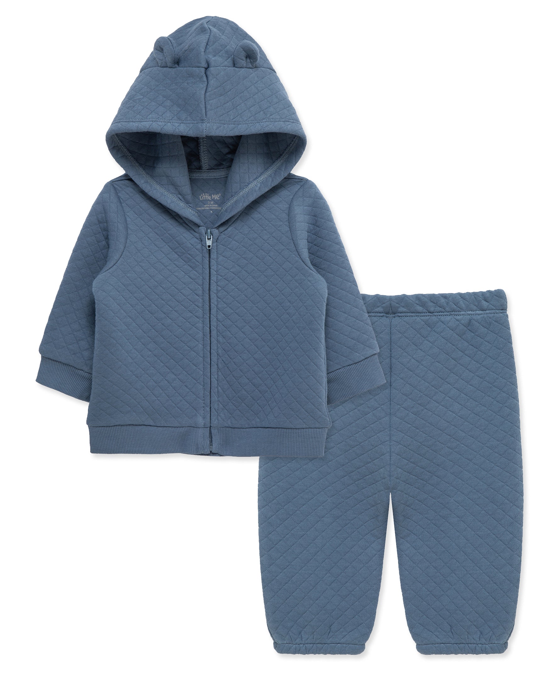 Dark Blue Quilted Hoodie Set - Little Me