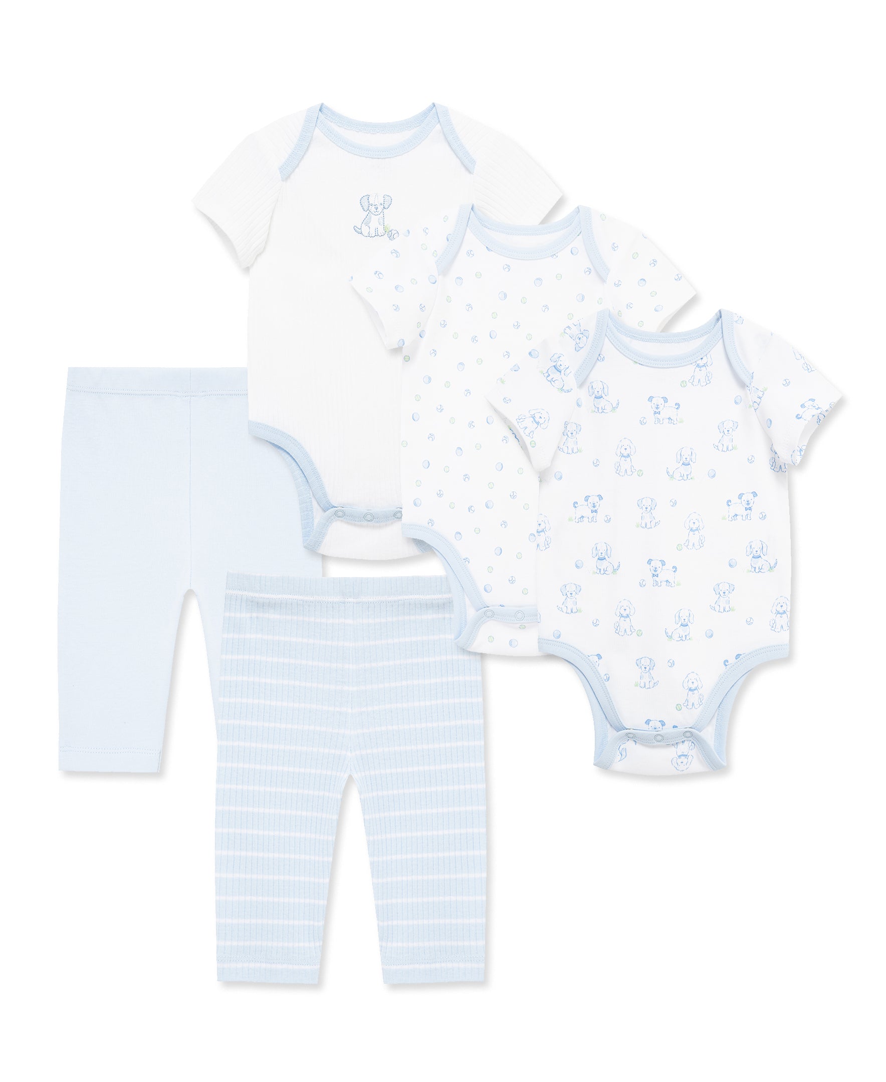 Peppy Puppies 5-Piece Bodysuits & Pants Set - Little Me