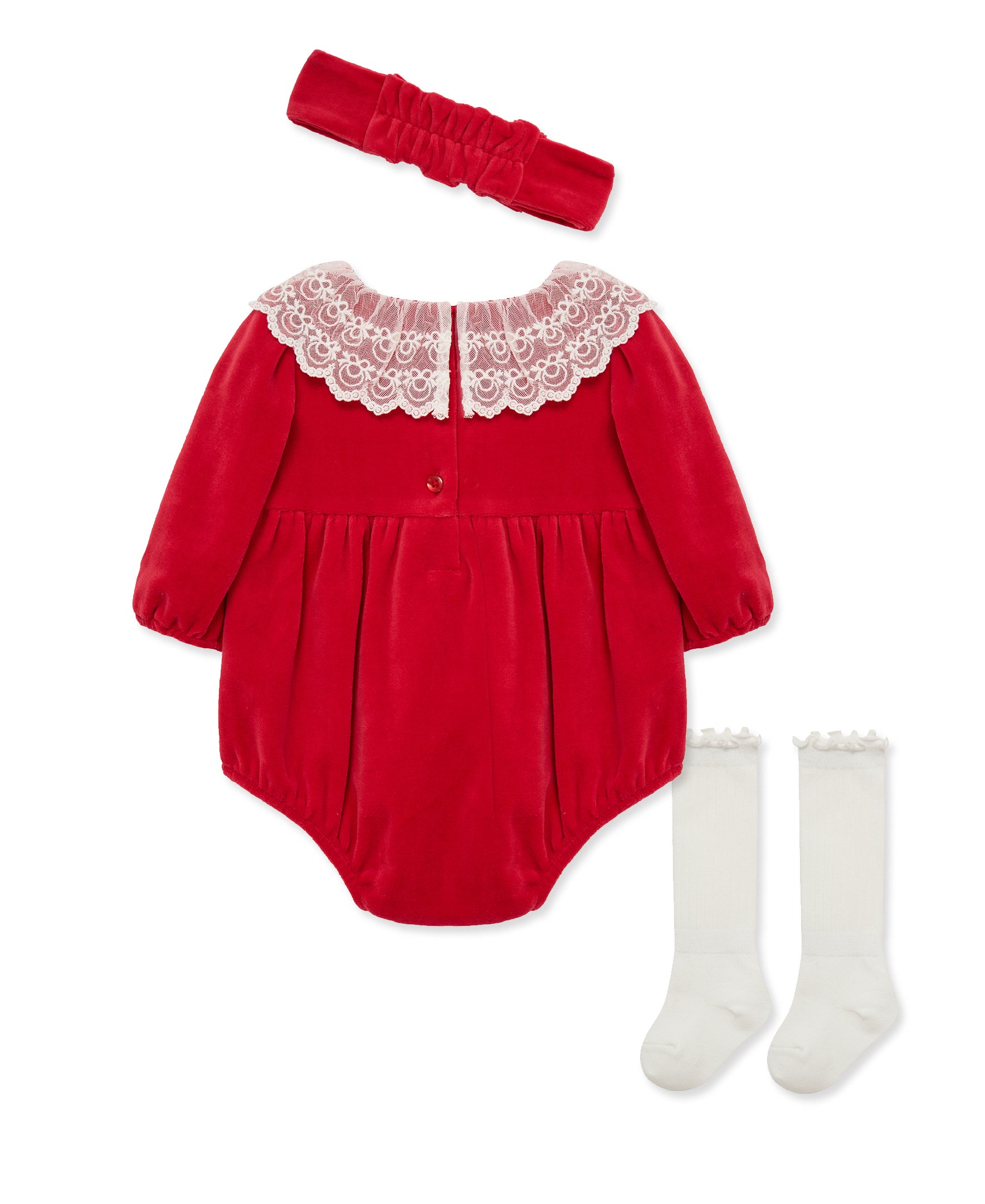 Golden Treasures Lace Bubble & Headband Set (3M-9M) - Little Me