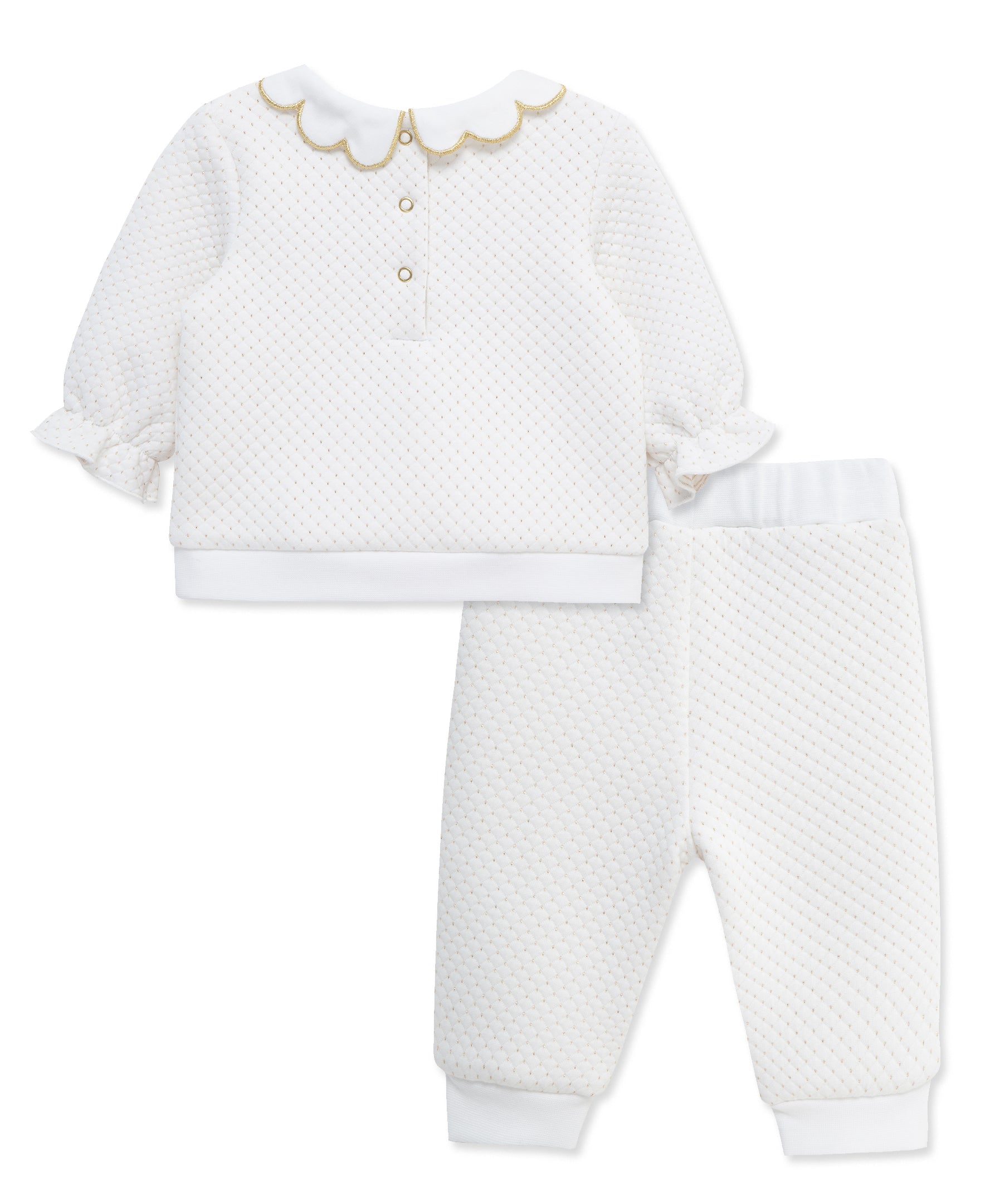 Bows White/Gold Pant Set(3M-9M)