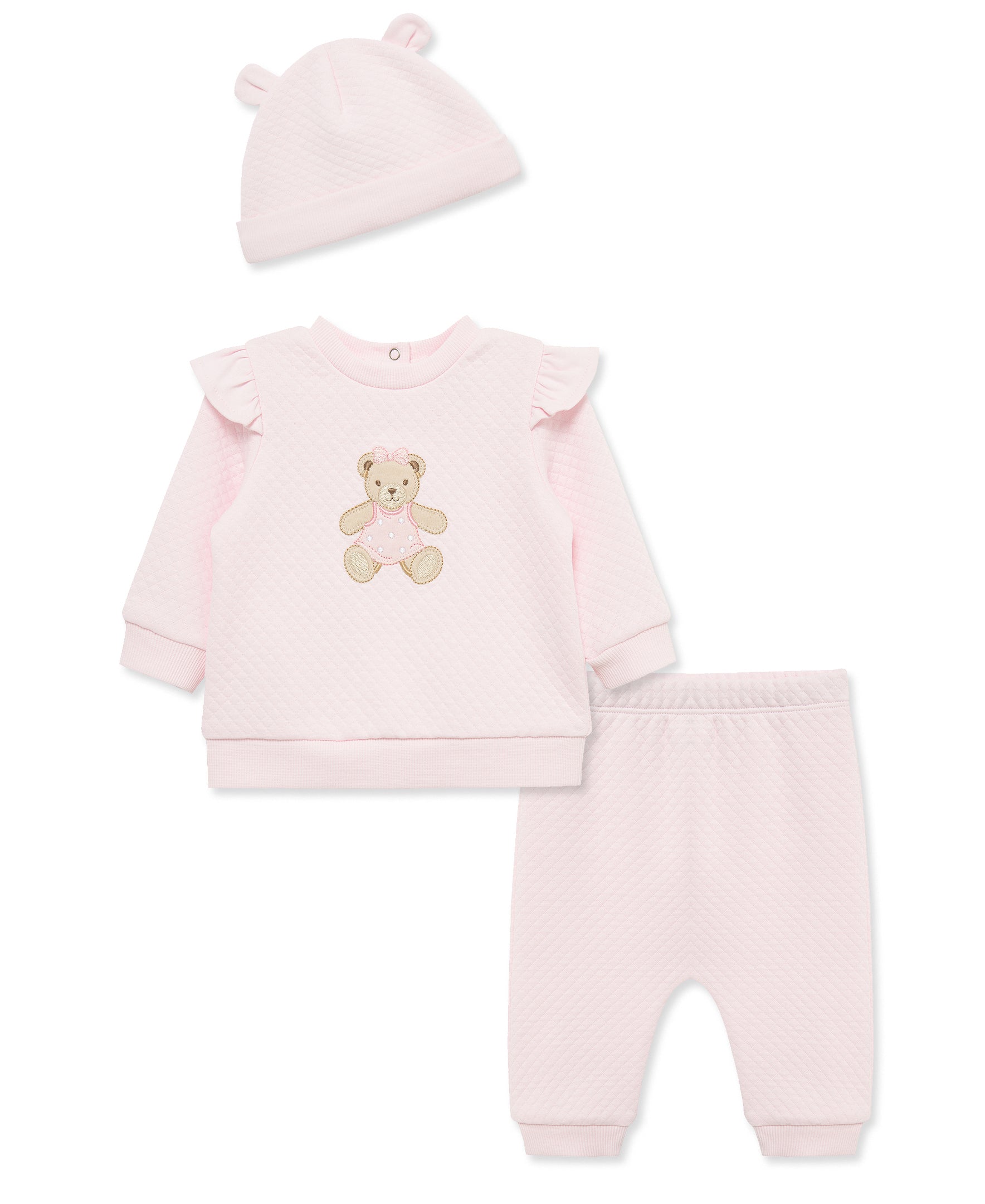Dainty Bears Quilted Pant Set & Hat - Little Me