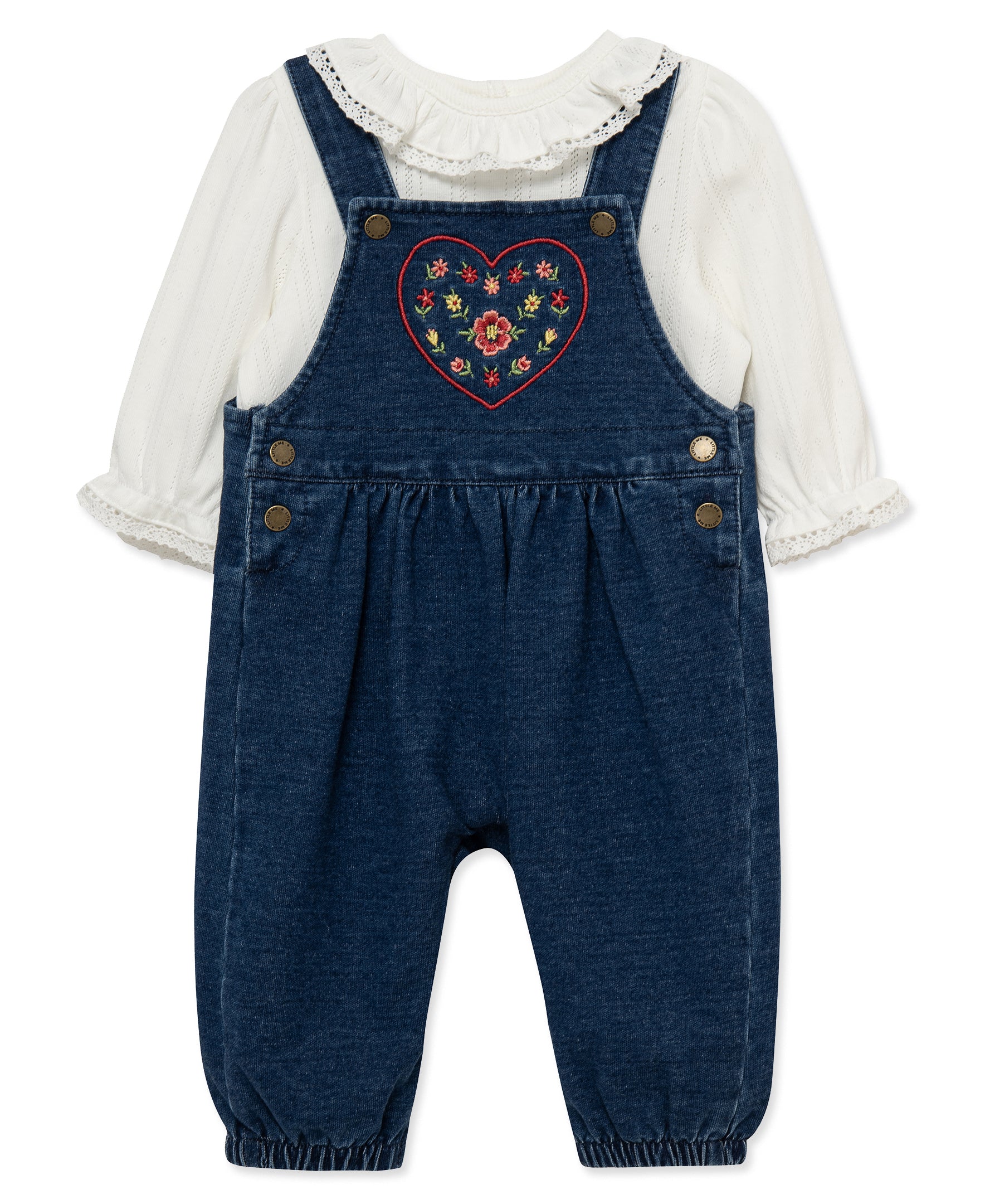 Blossom Blues Heart Overall Set (3M-12M) - Little Me