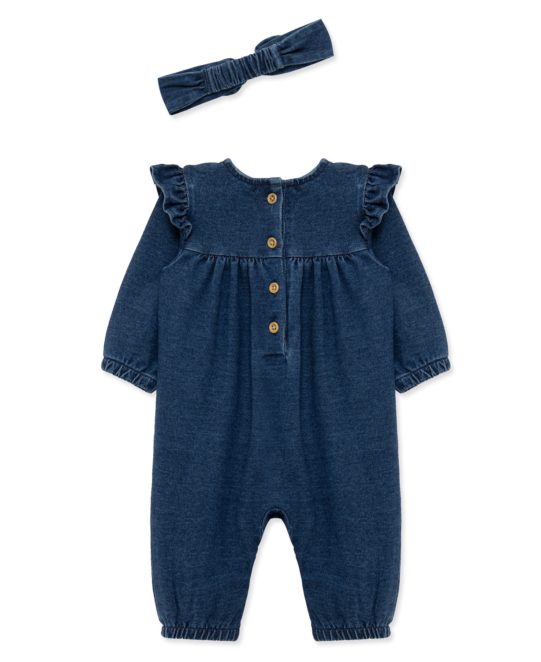 Blossom Blues Coverall & Headband (3M-12M) - Little Me