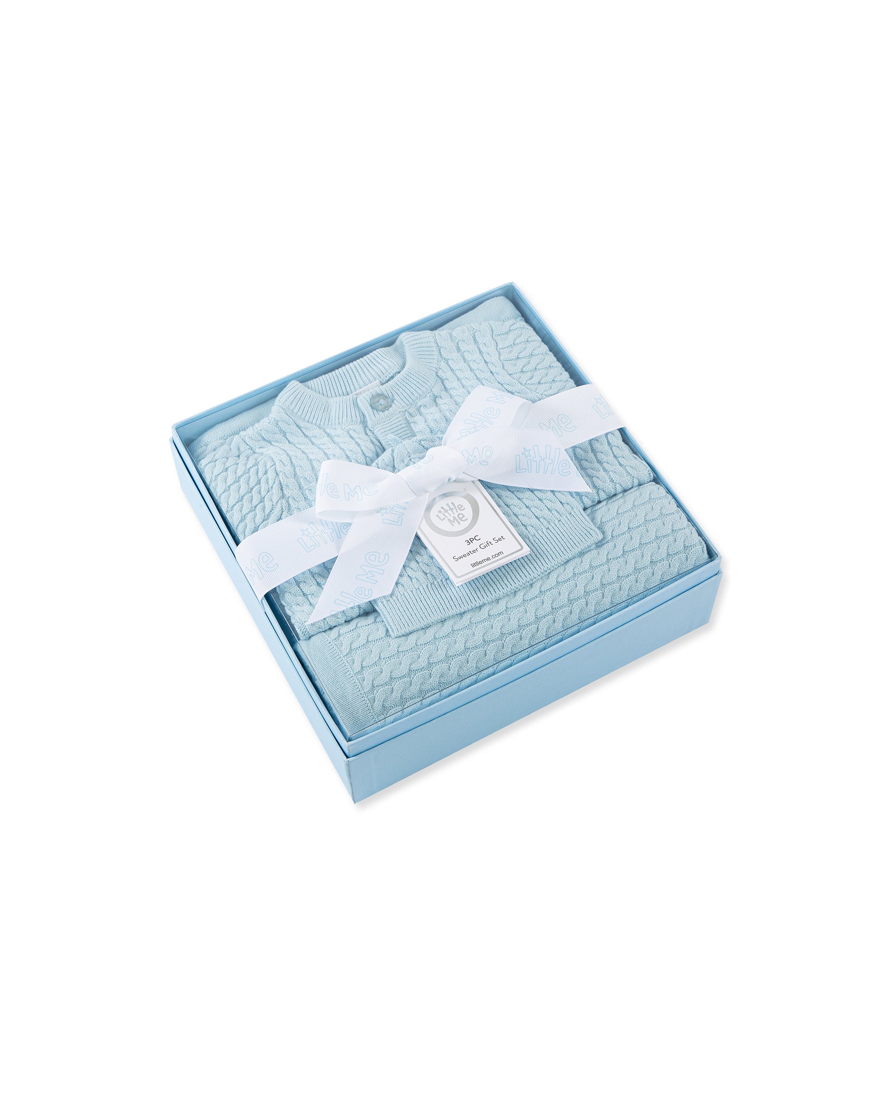 Blue Cable Sweater & Blanket Gift Box - Little Me