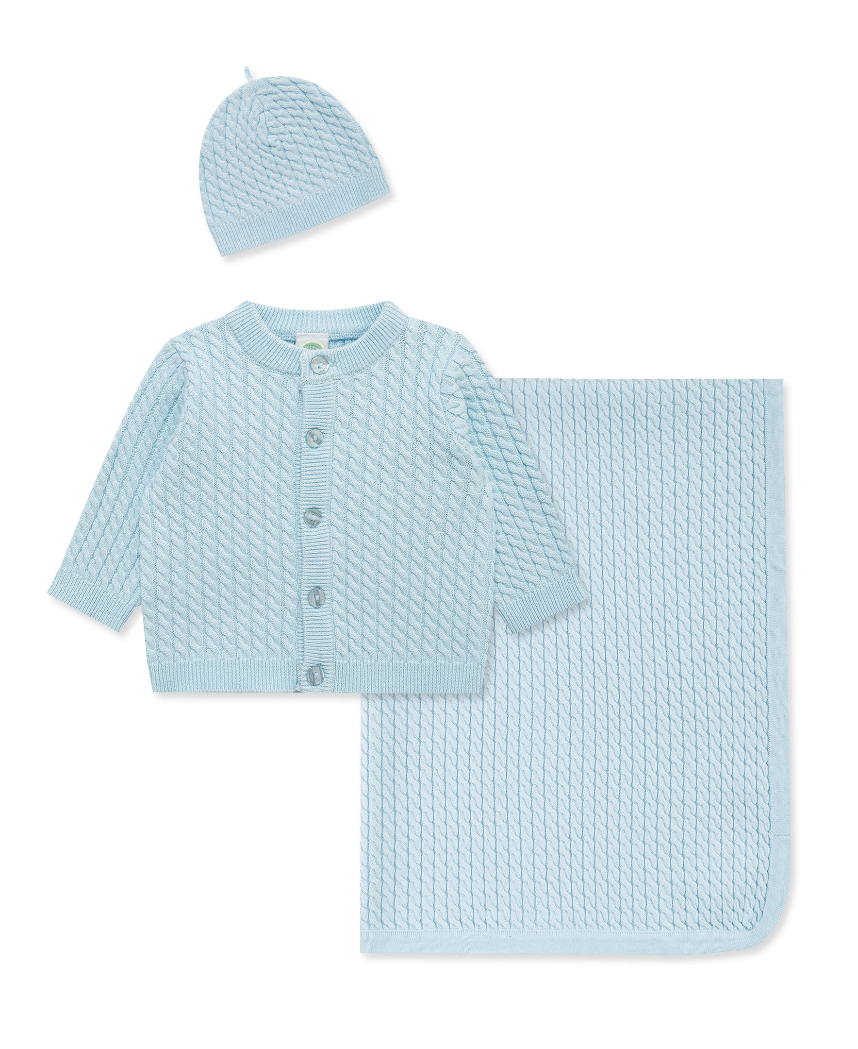 Blue Cable Sweater & Blanket Gift Box - Little Me