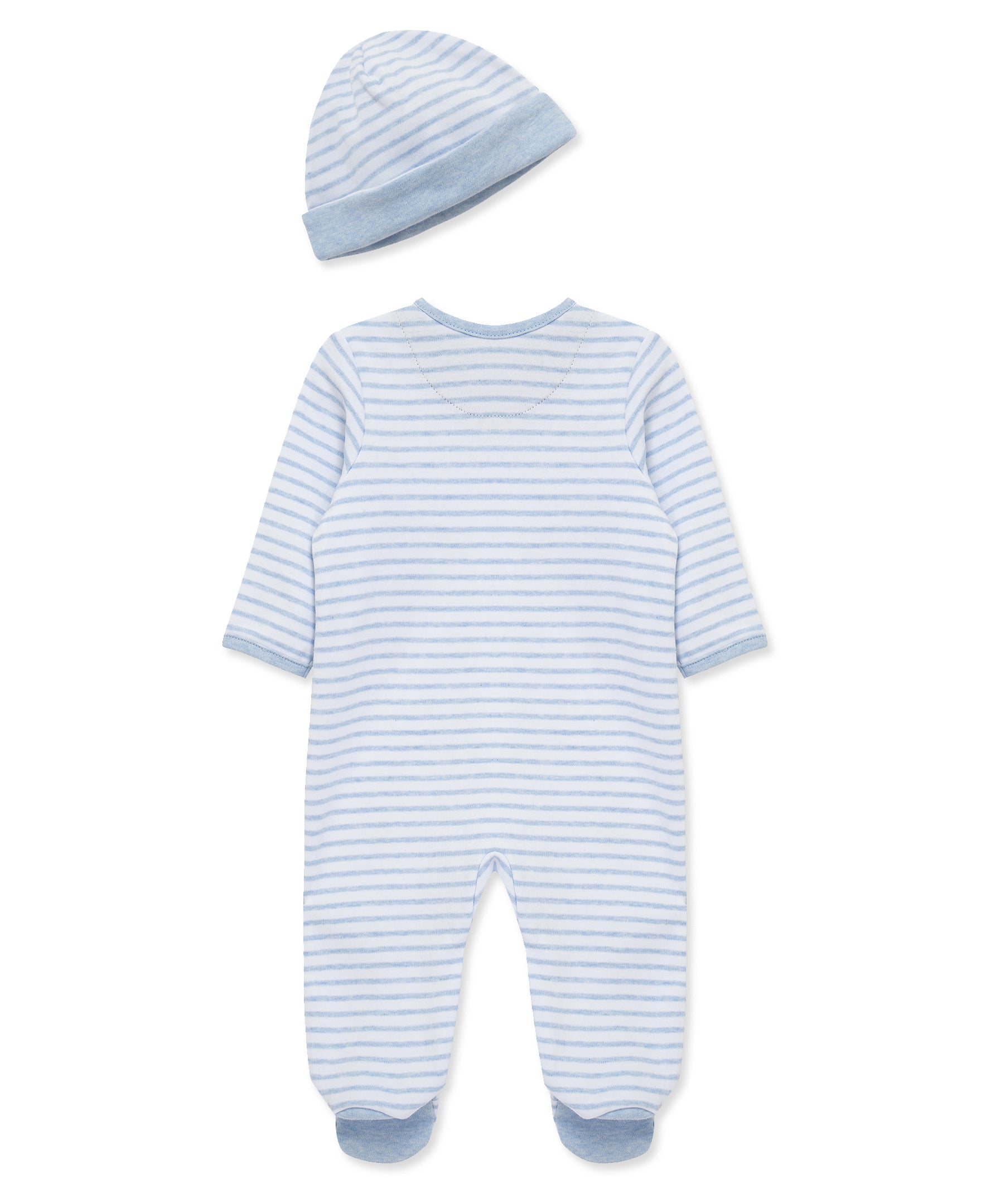 Whales 2-Way-Zip Footed One-Piece & Hat