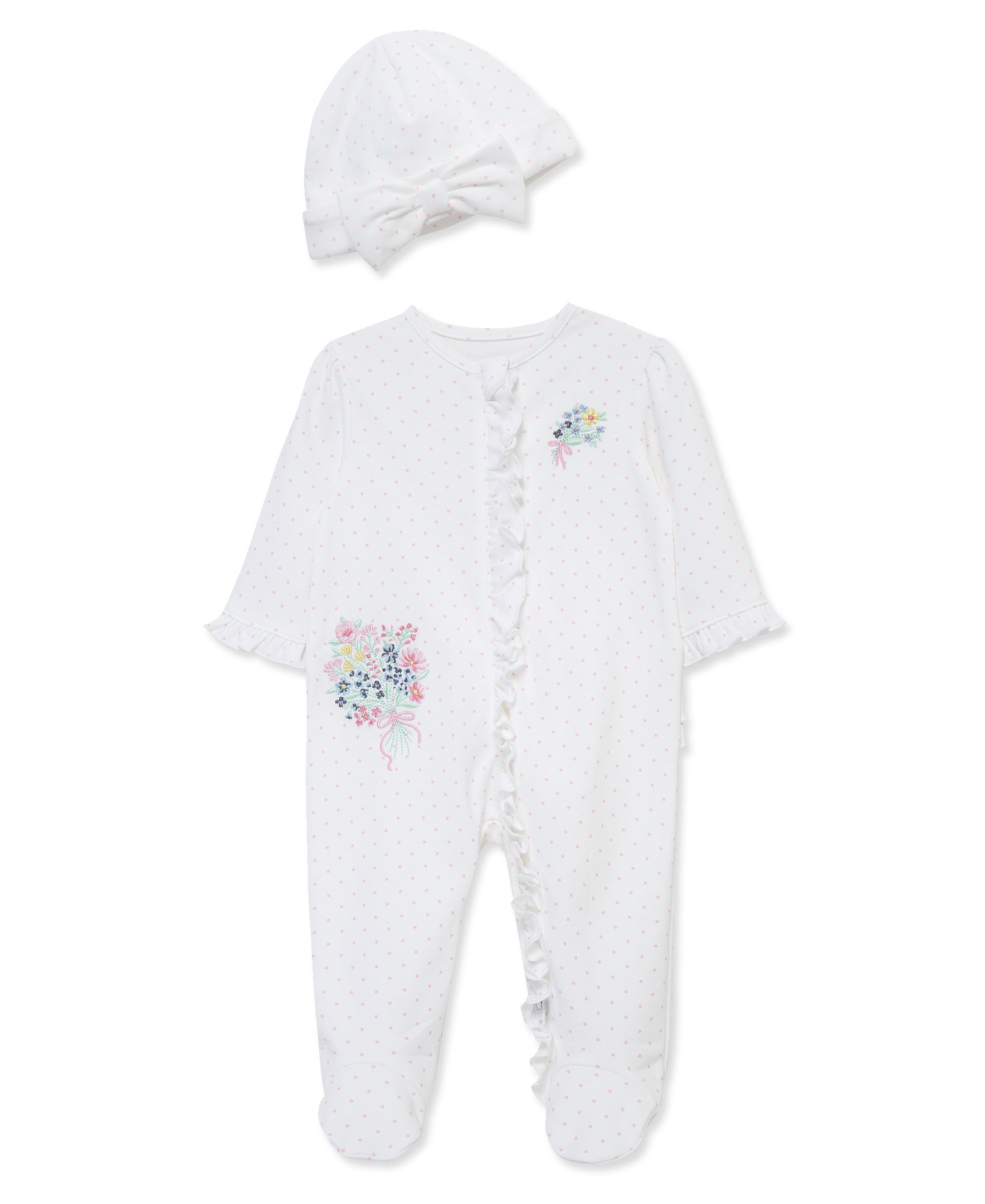 Bouquet 2-Way-Zip Footed One-Piece & Hat