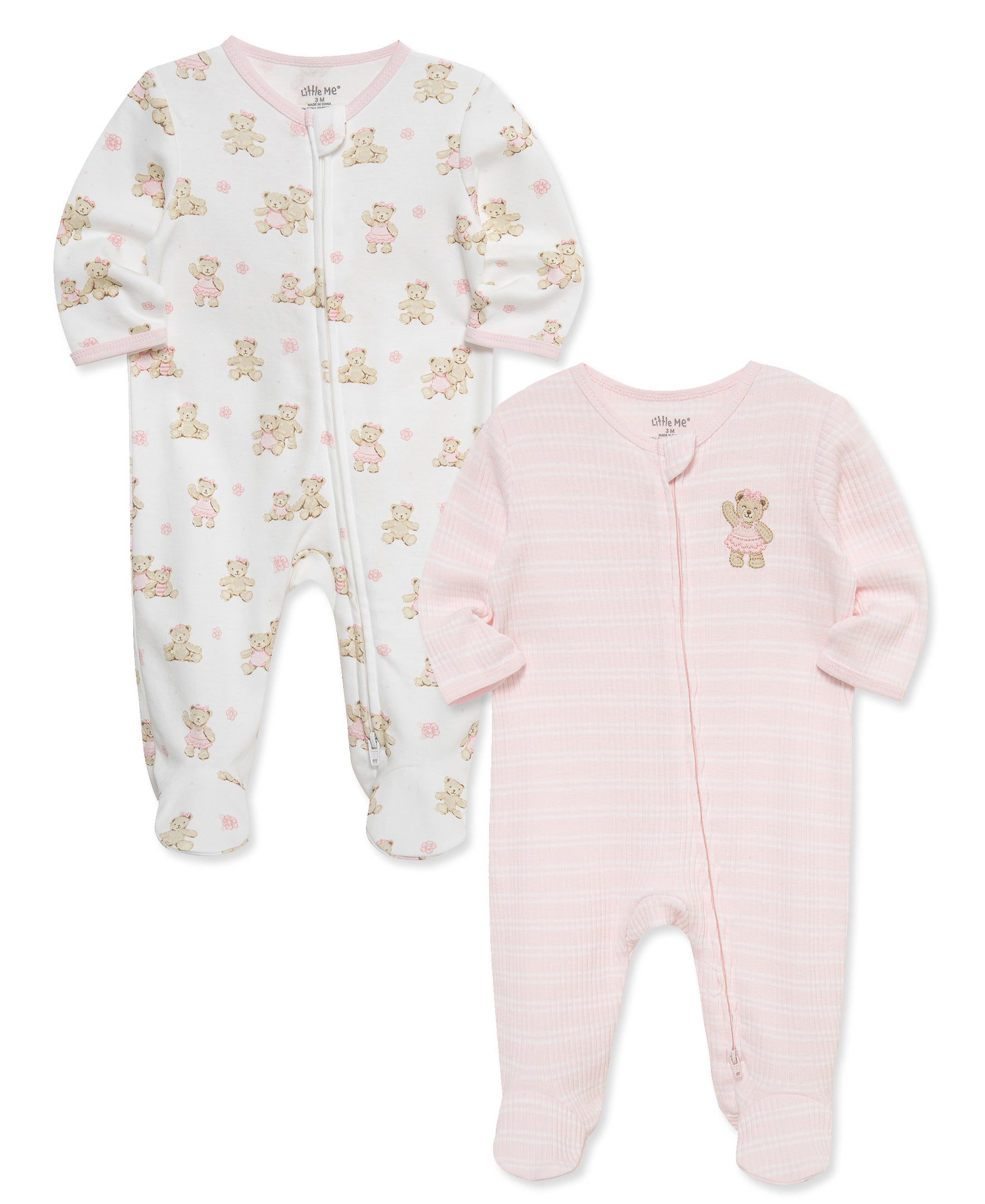Dainty Bears 2-Way-Zip Footies 2-Pack - Little Me