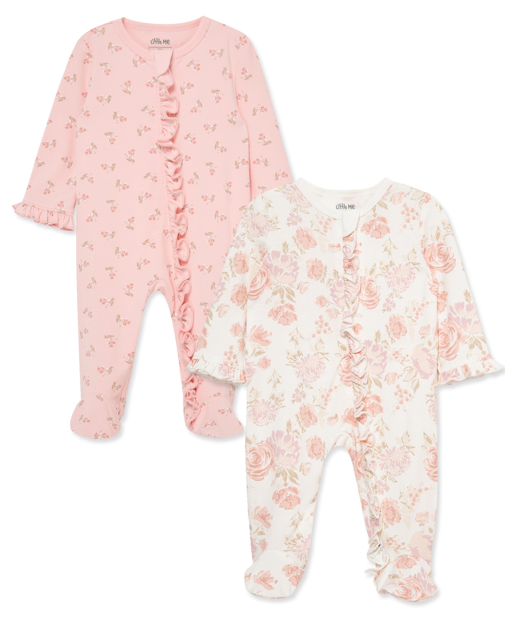 Fabulous Floral 2-Way-Zip Footies 2-Pack