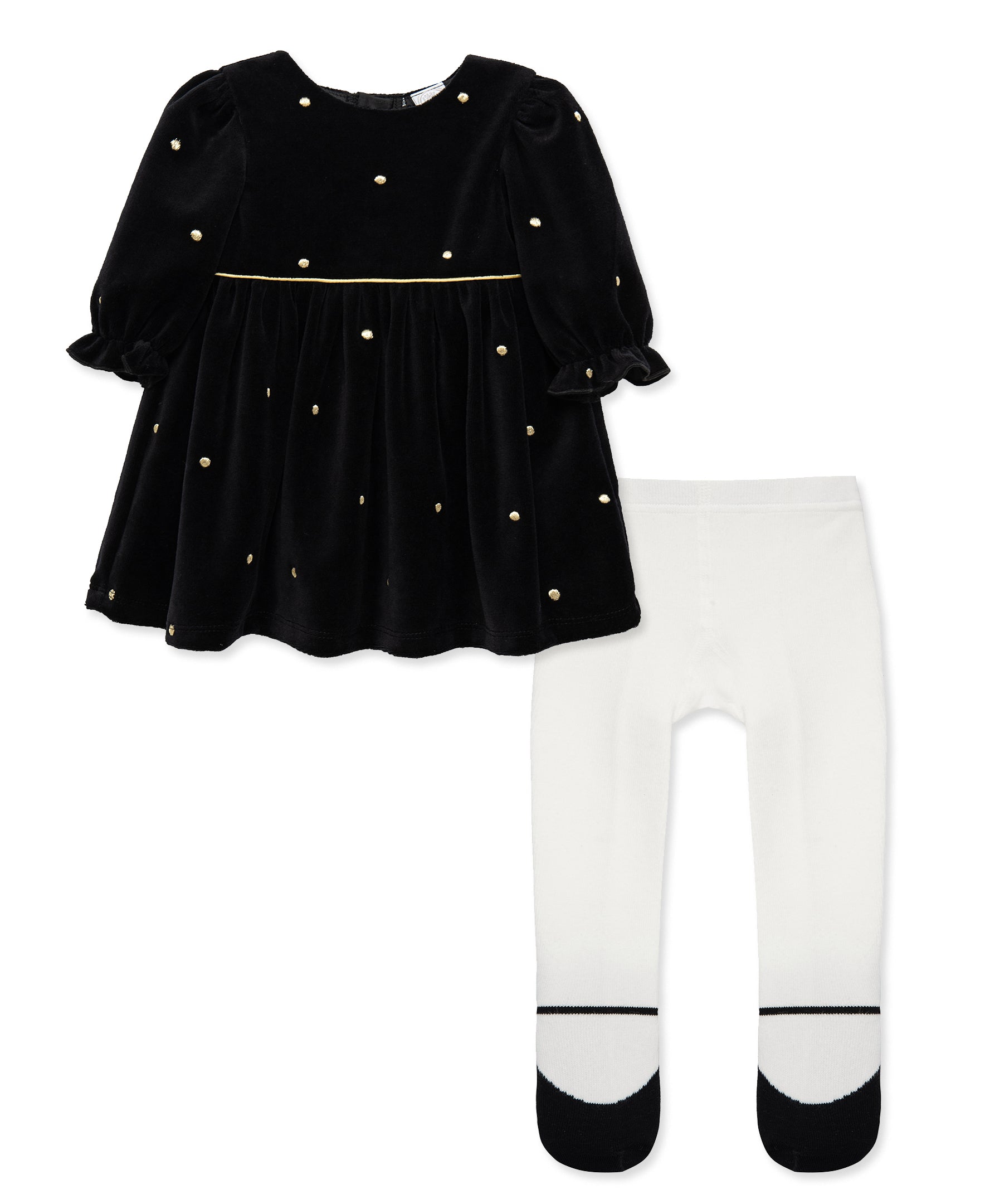 Golden Treasures Dot Dress Set (3M-9M) - Little Me