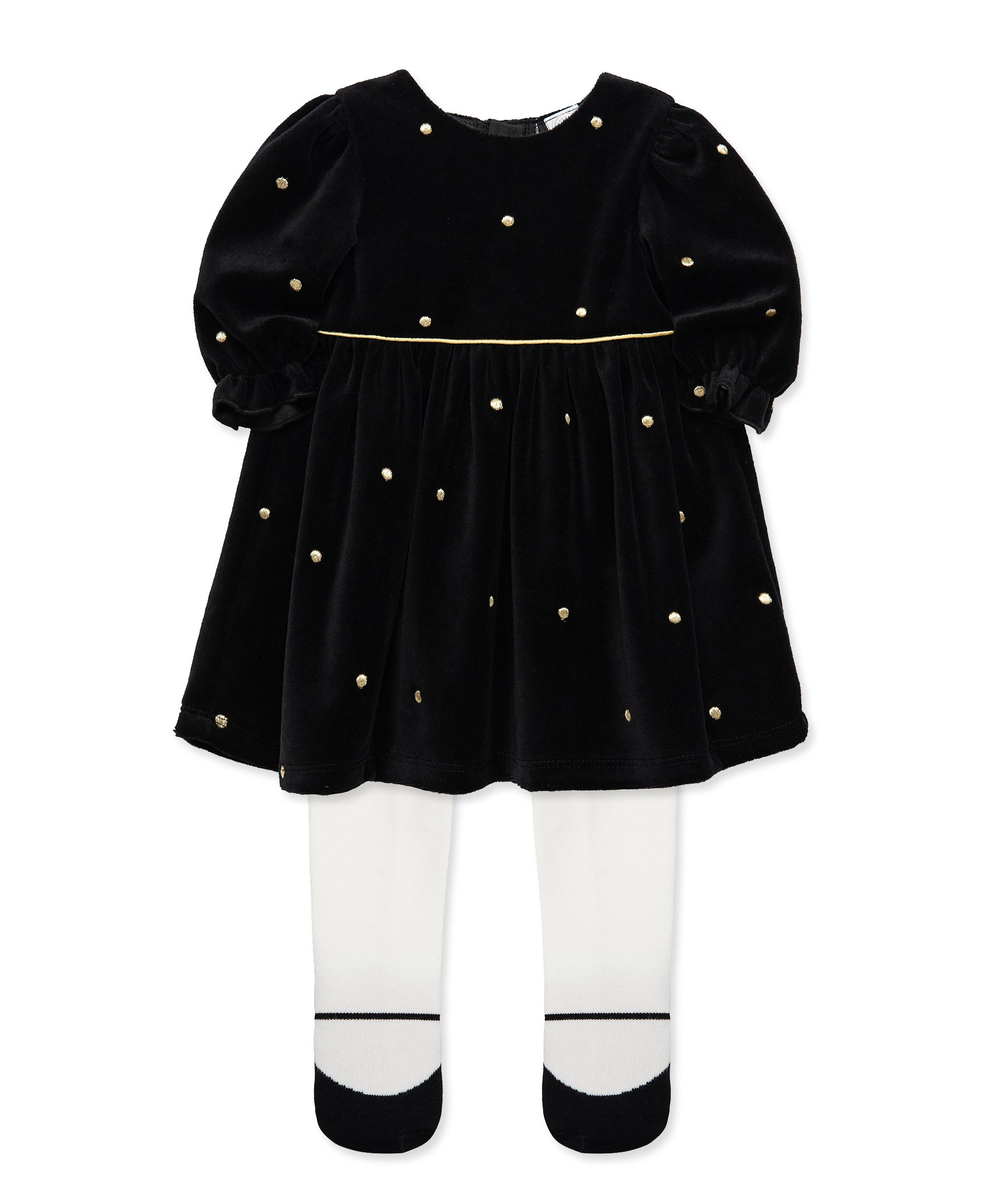 Golden Treasures Dot Dress Set (3M-9M) - Little Me