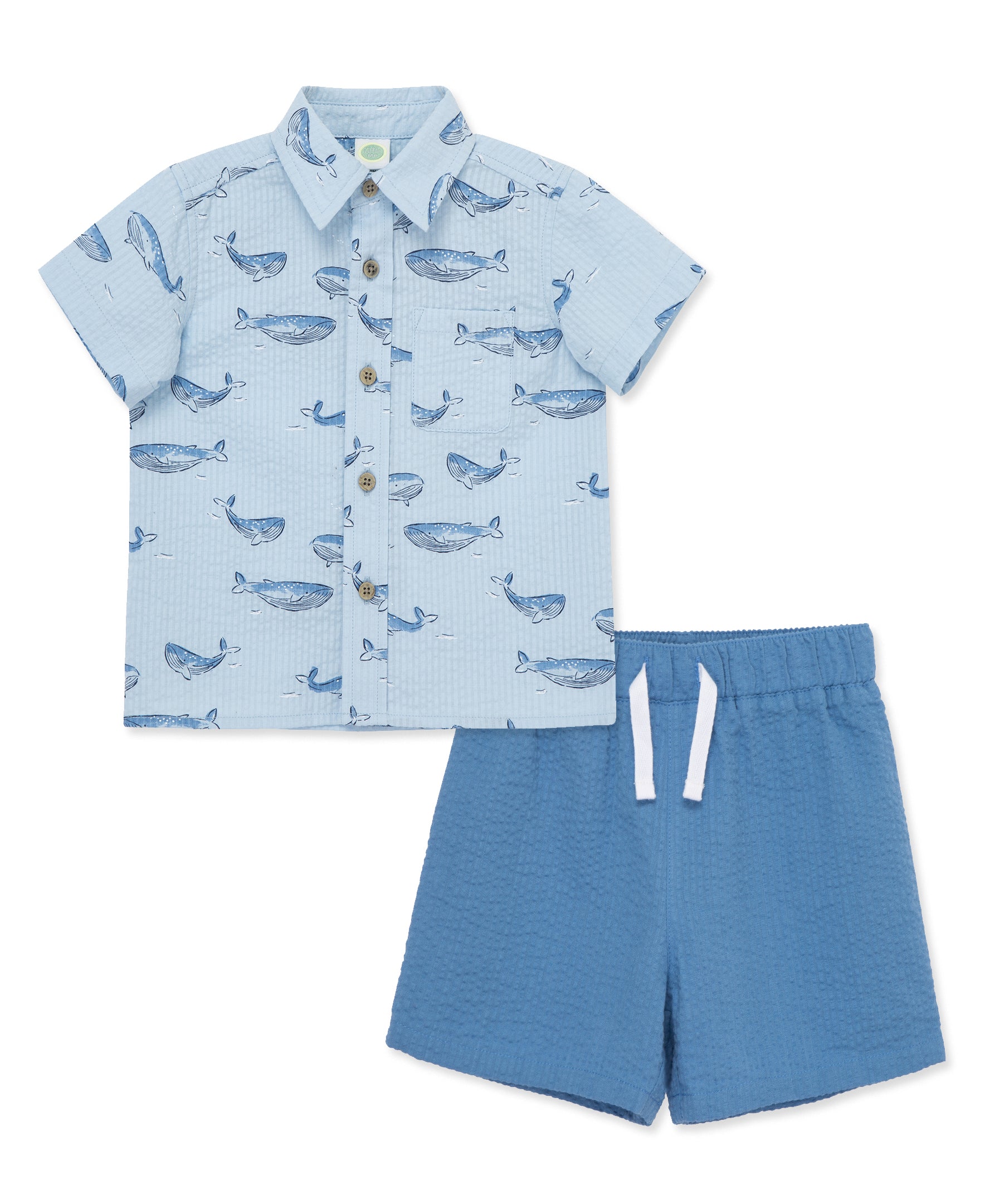 Whale Woven Short Set (2T-4T) - Little Me