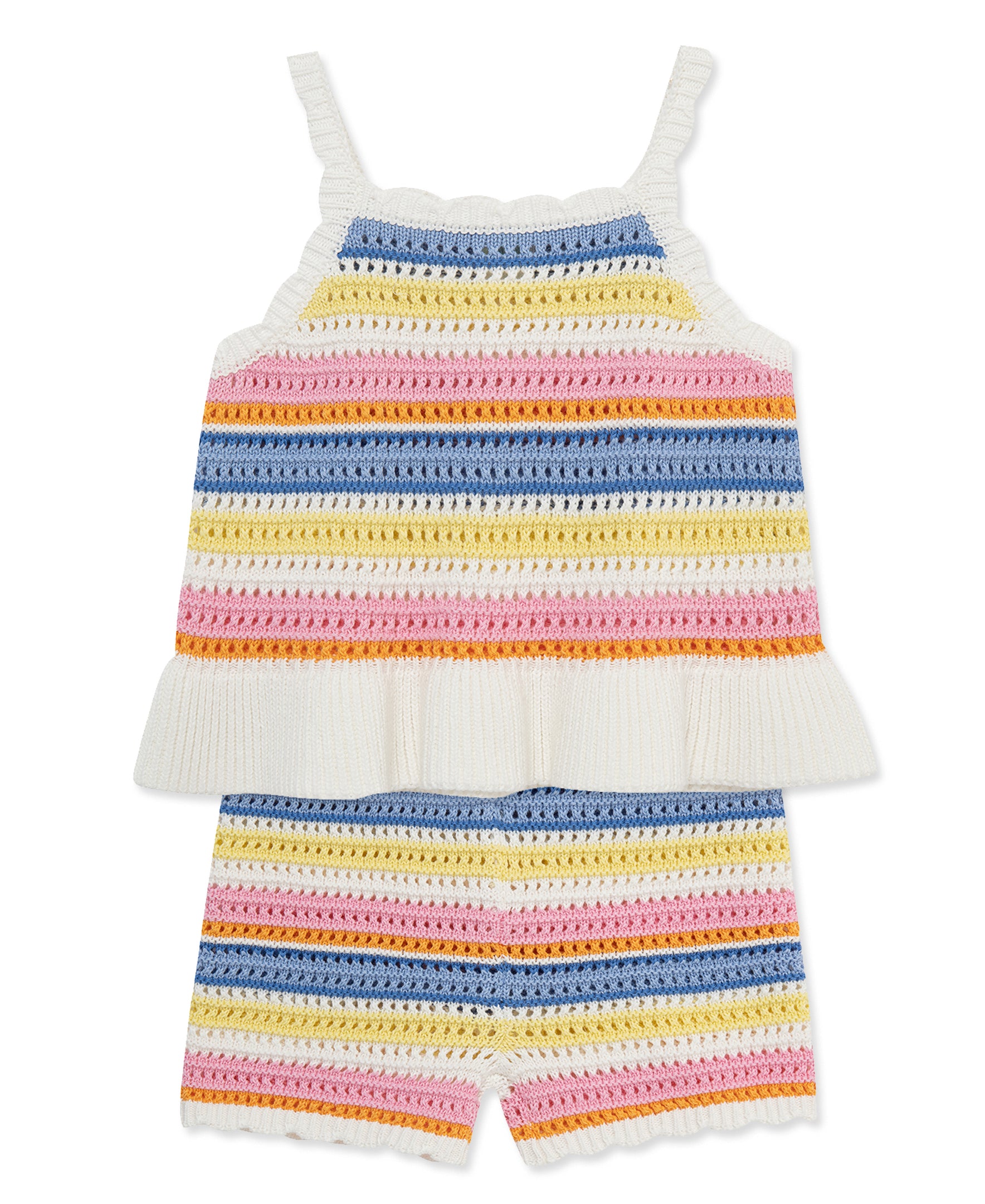 Fun Stripe Pointelle Knit Short Set (2T-4T) - Little Me