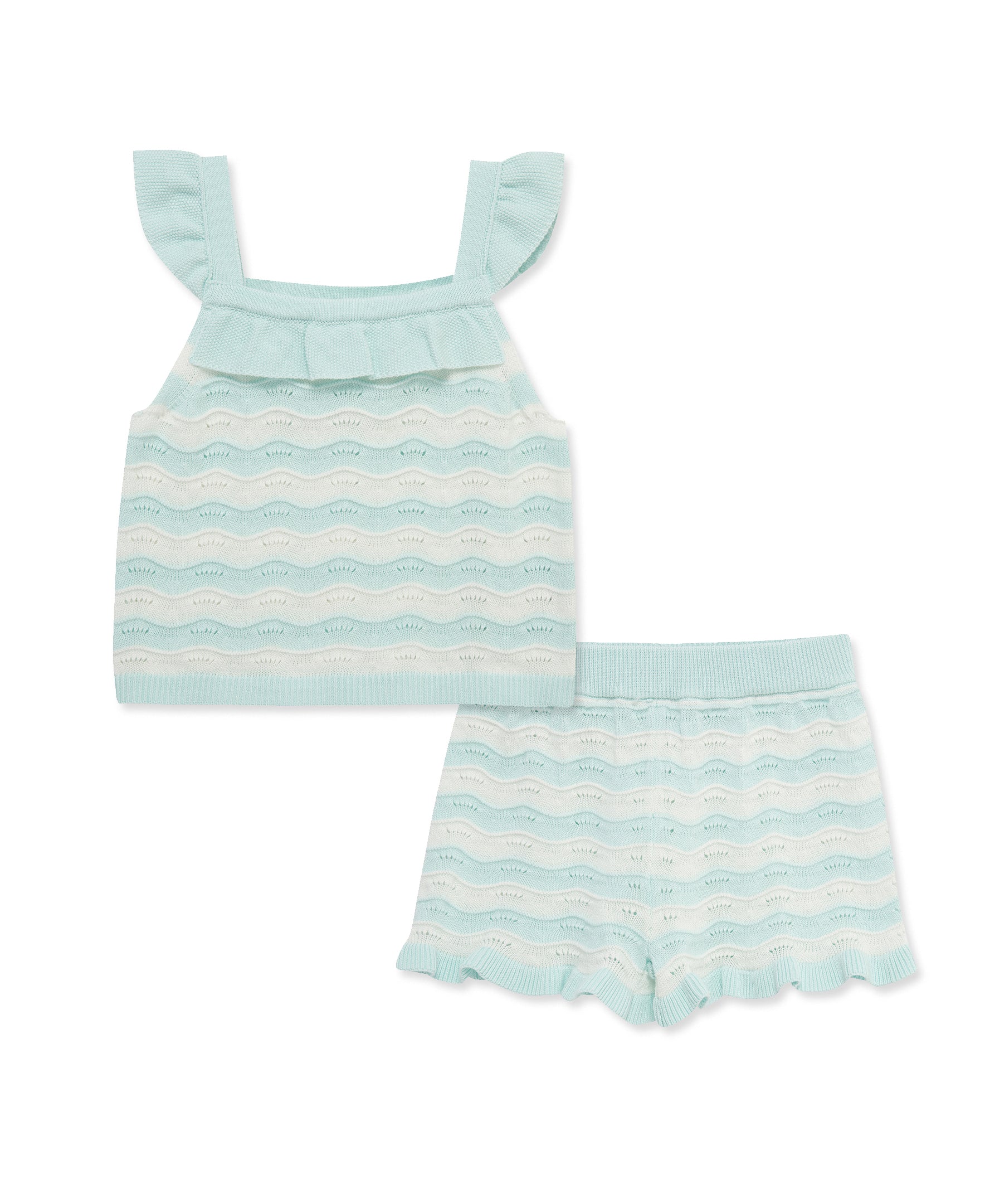 Aqua Pointelle Knit Short Set (12M-24M) - Little Me