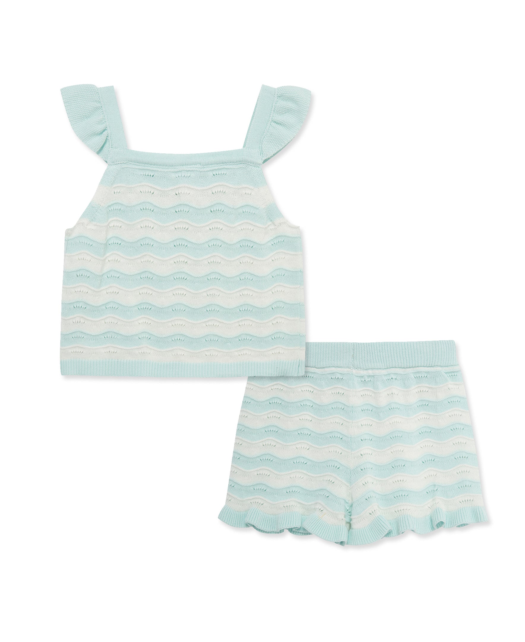 Aqua Pointelle Knit Short Set (2T-4T) - Little Me