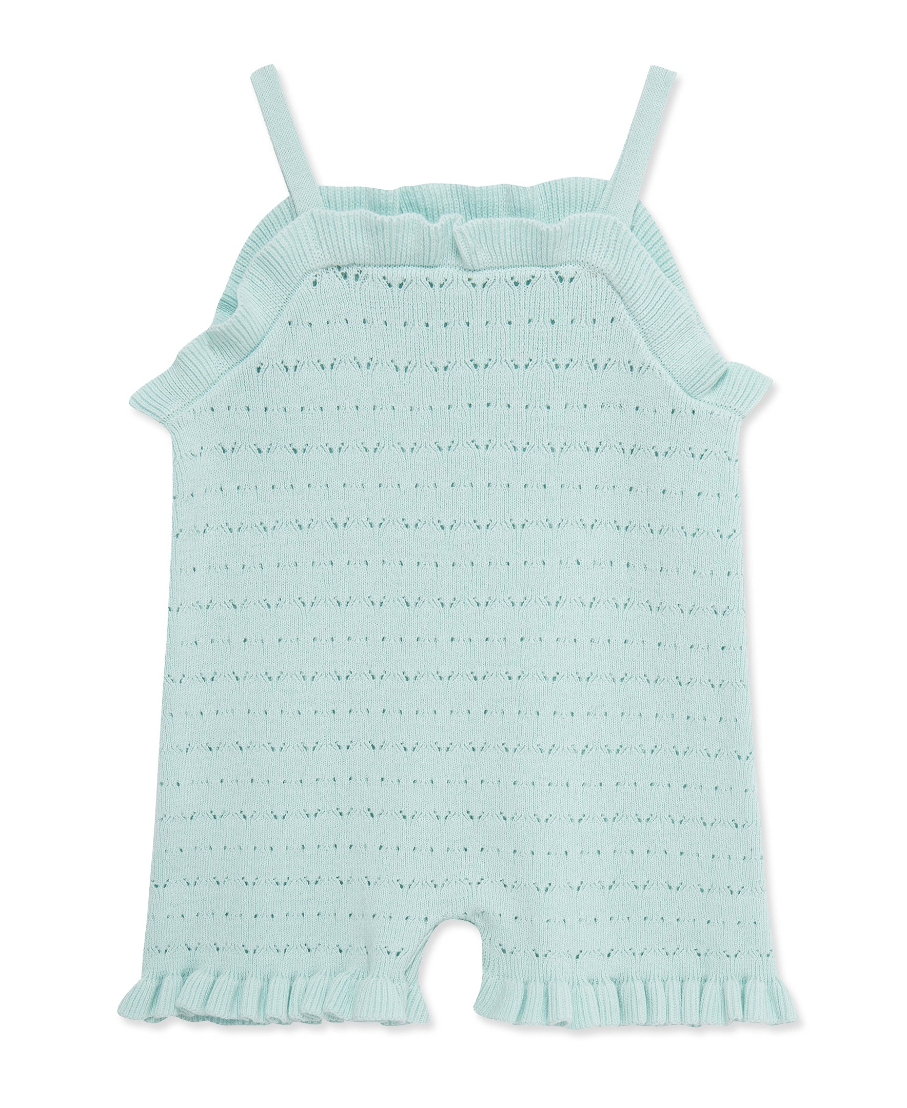 Aqua Pointelle Knit Romper (12M-24M) - Little Me