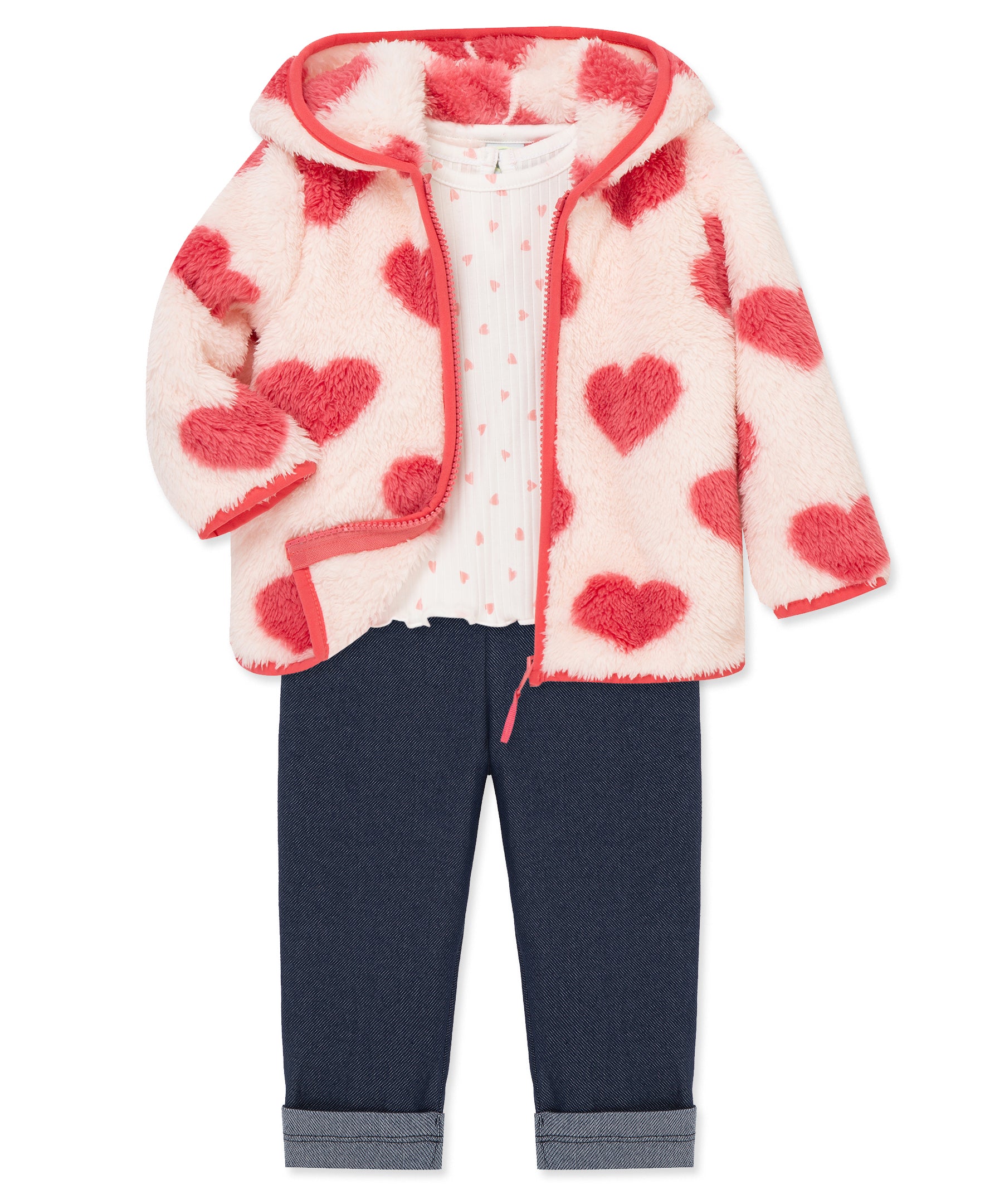 Heart 3-Piece Toddler Sherpa Jacket Set (2T-4T) - Little Me