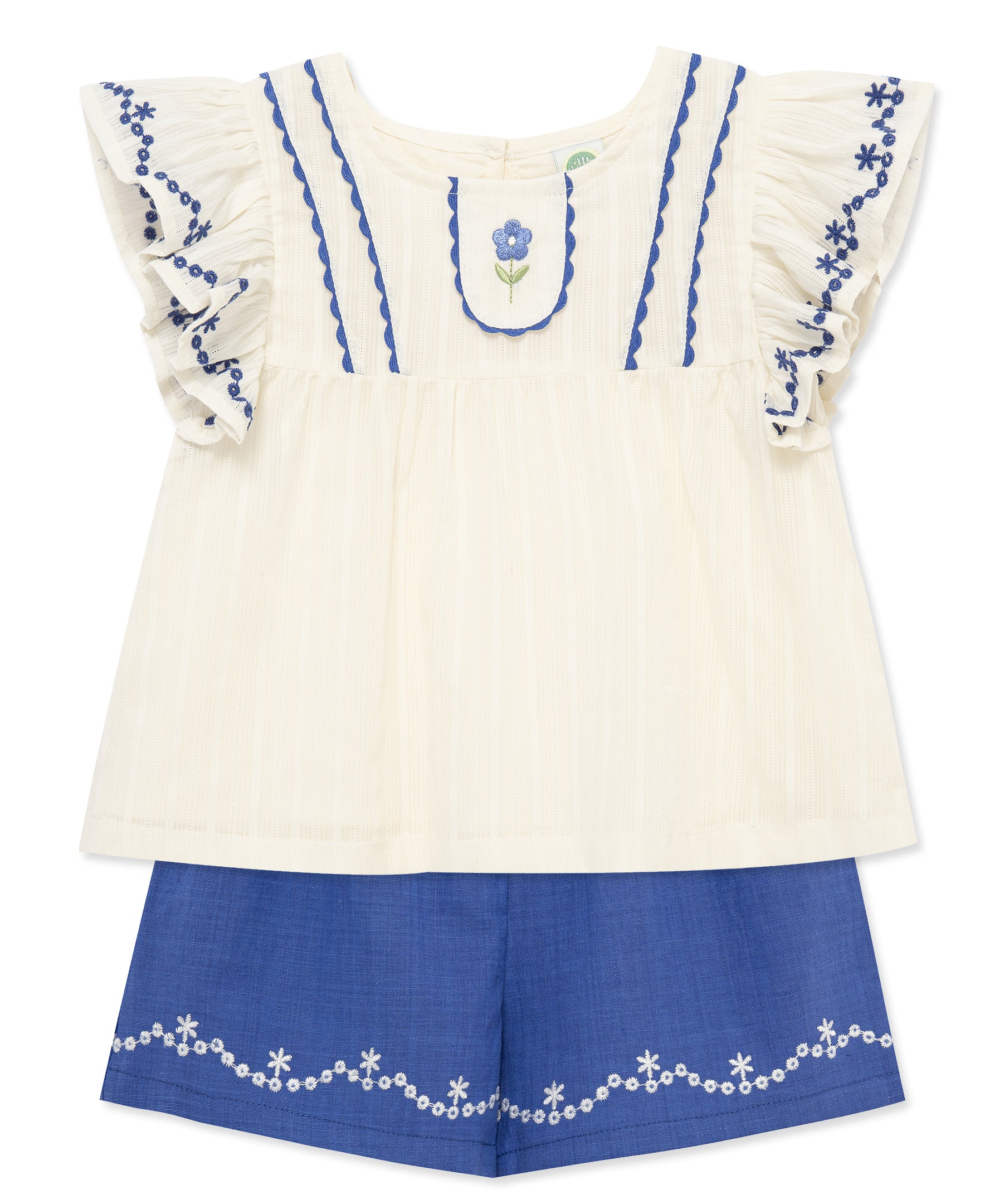 Blue Floral 2-Piece Woven Play Set (12M-24M)