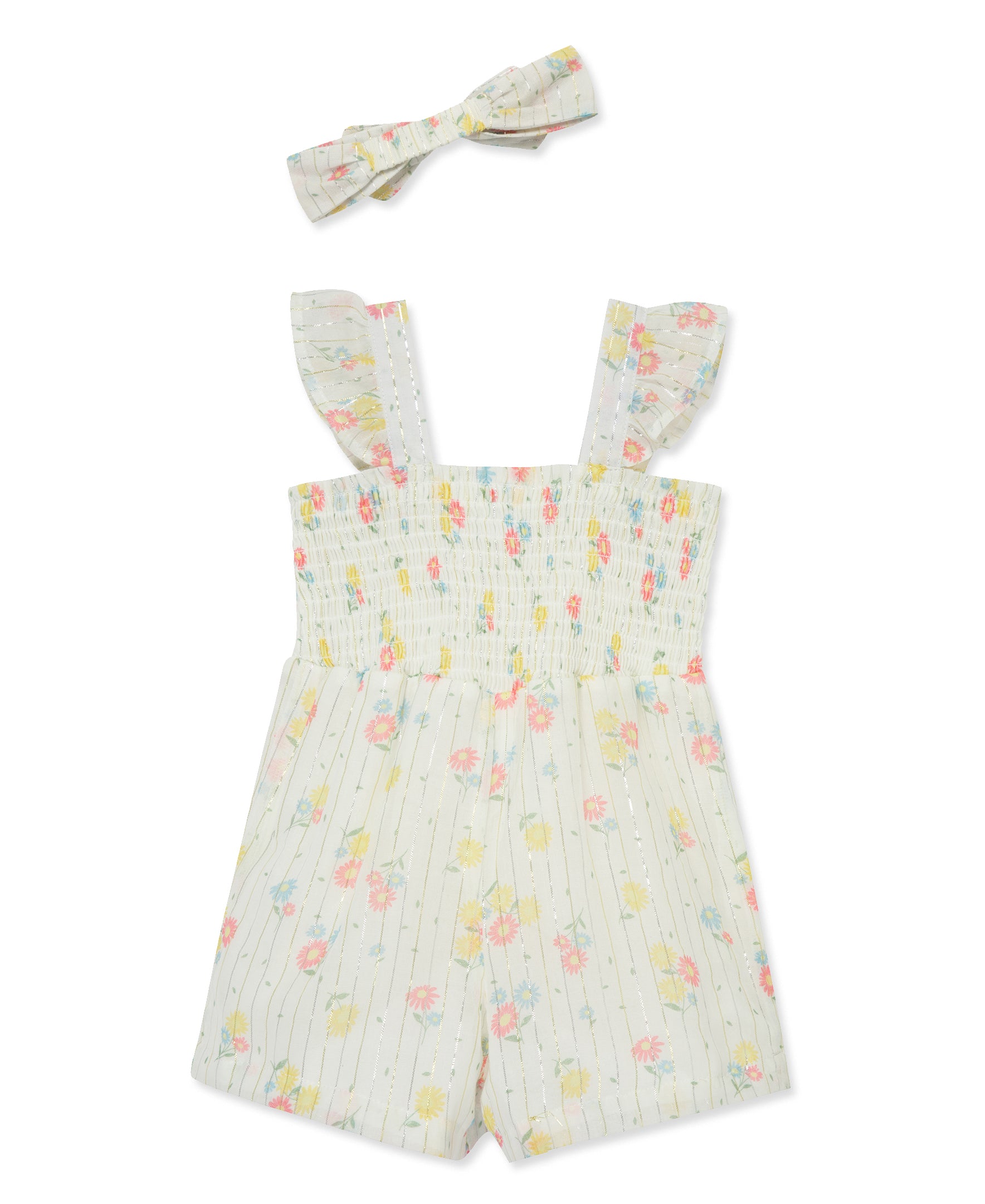 Daisy Woven Romper & Headband (12M-24M) - Little Me