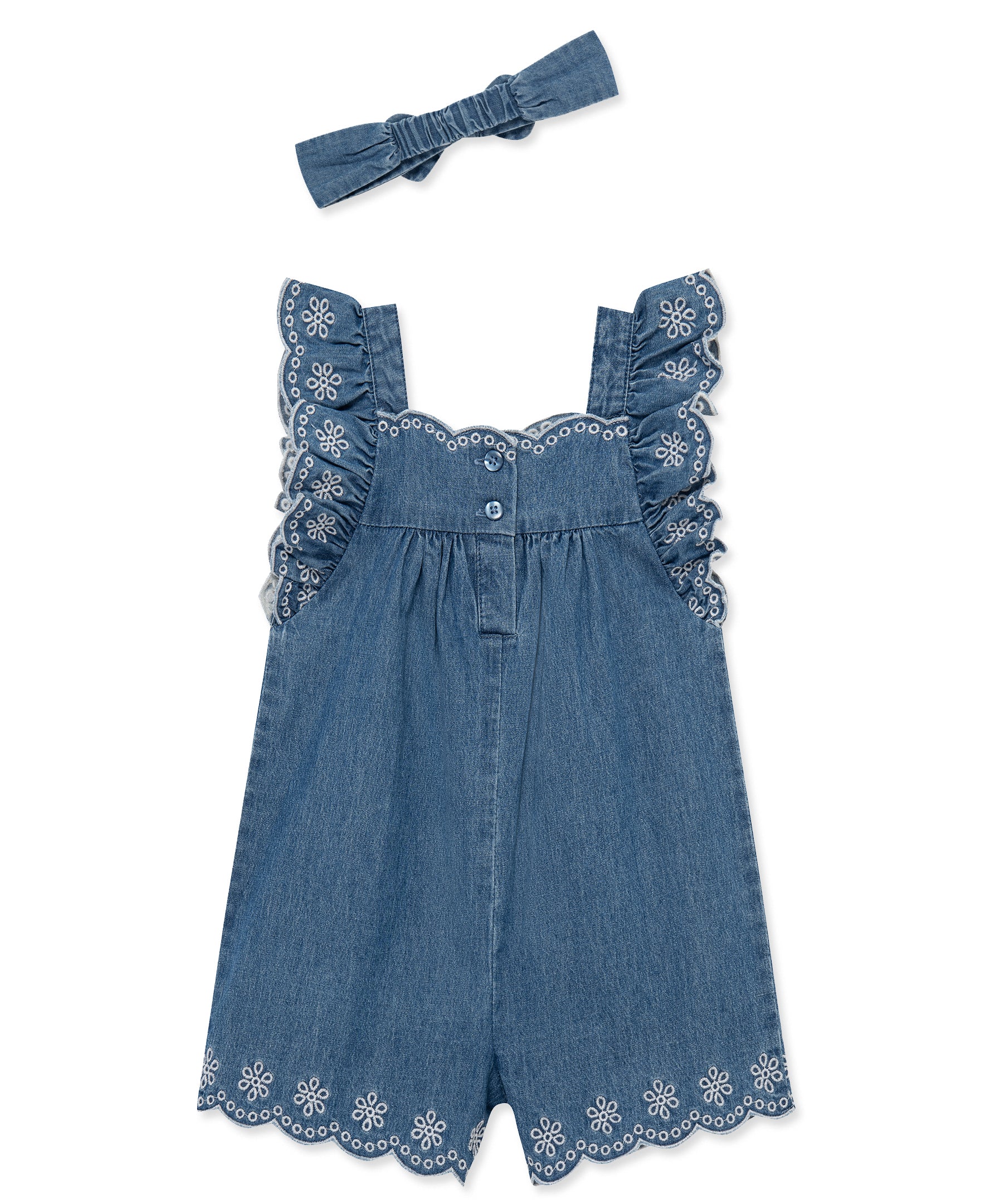 Chambray Woven Romper & Headband (2T-4T) - Little Me
