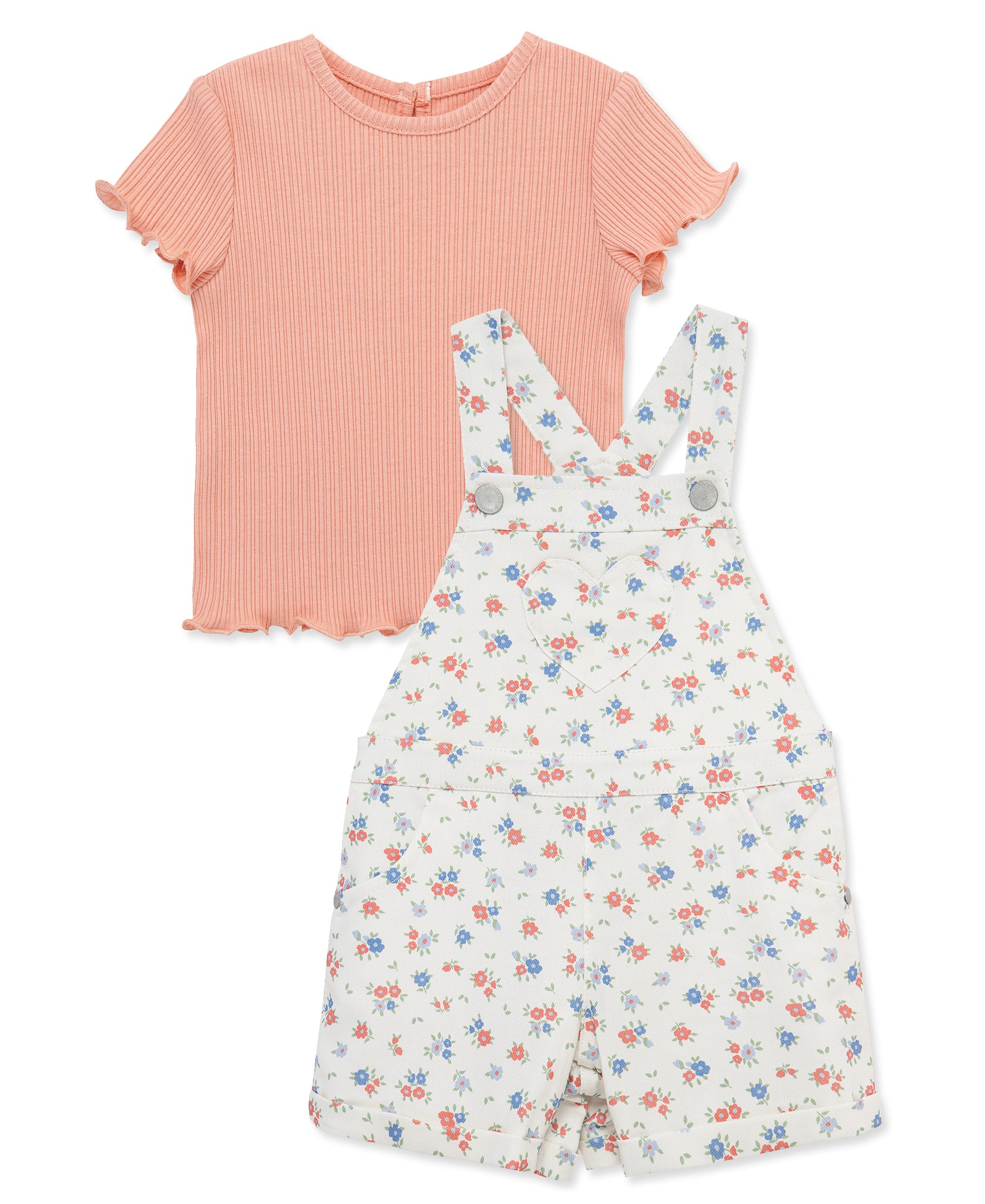 Multi Floral Woven Shortall Set (2T-4T)