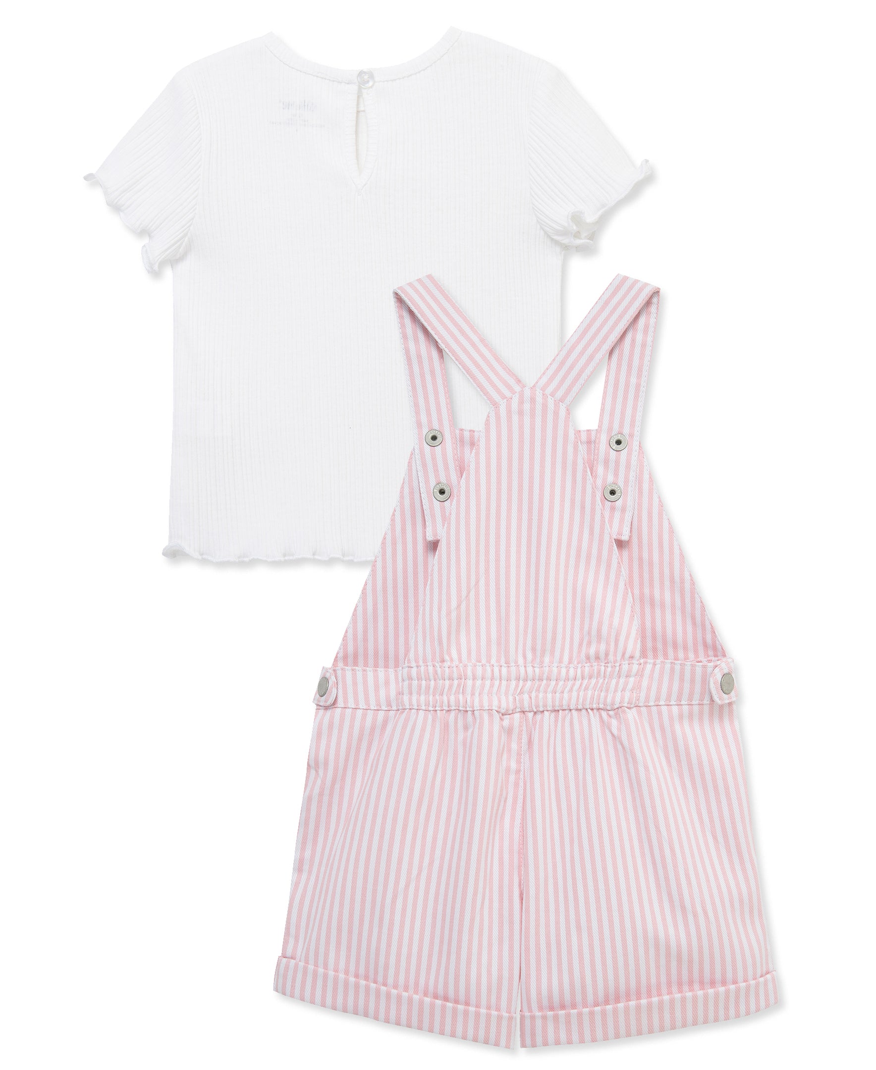 Pink Stripe Woven Shortall Set (12M-24M)
