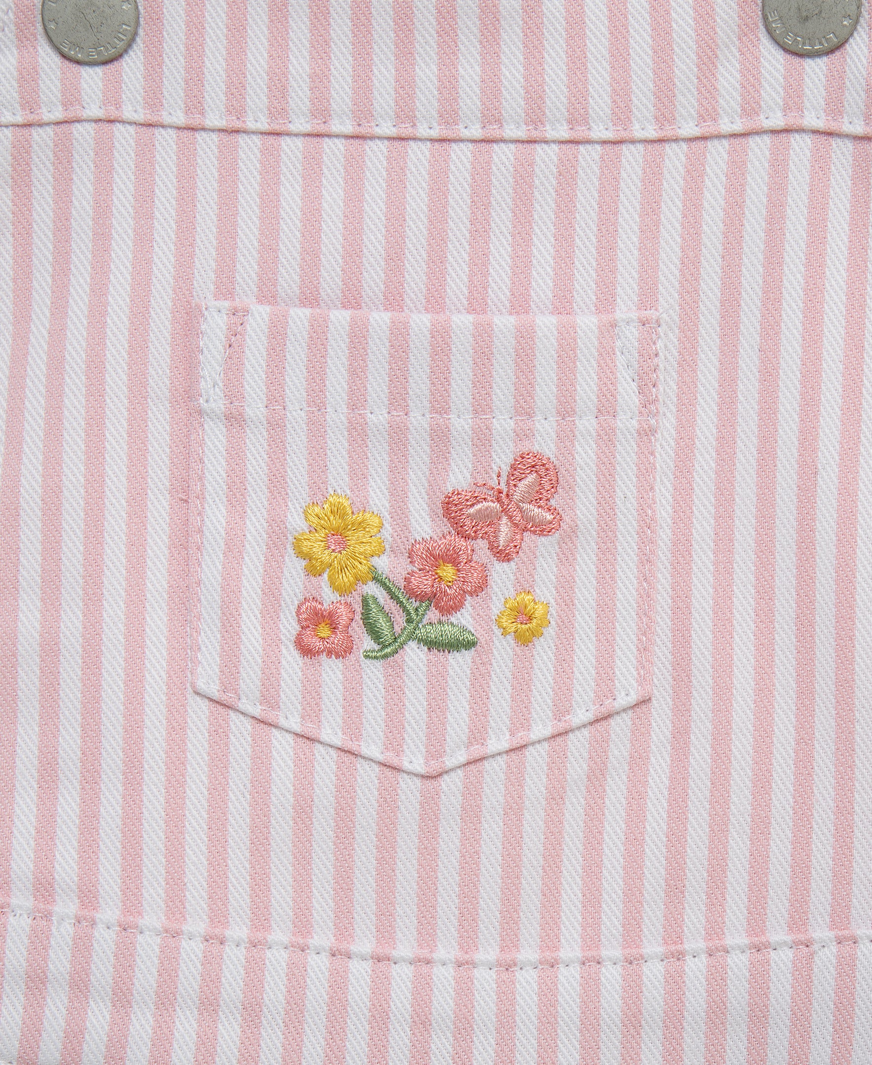 Pink Stripe Woven Shortall Set (12M-24M)