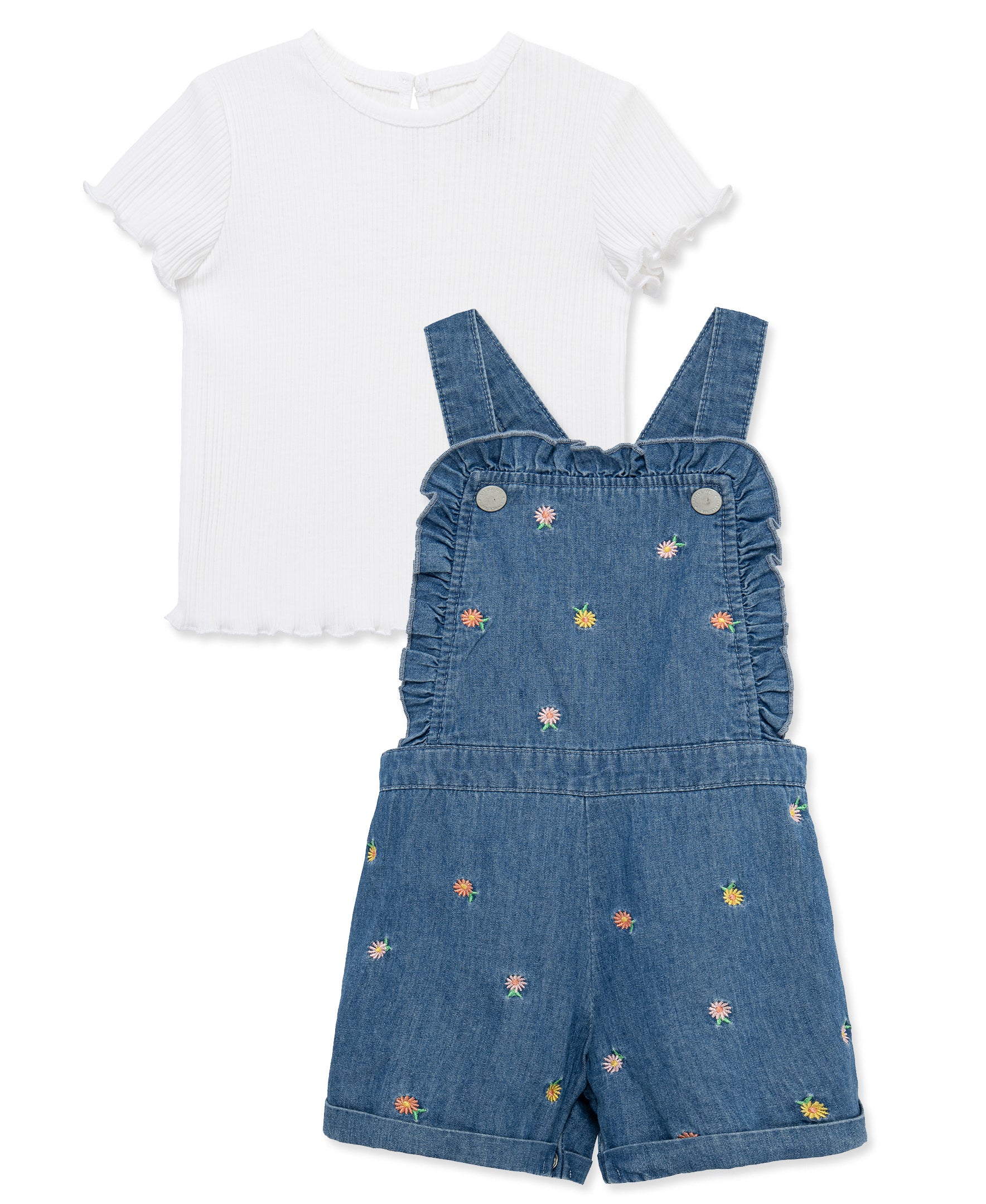 Embroidered Woven Shortall Set (2T-4T)