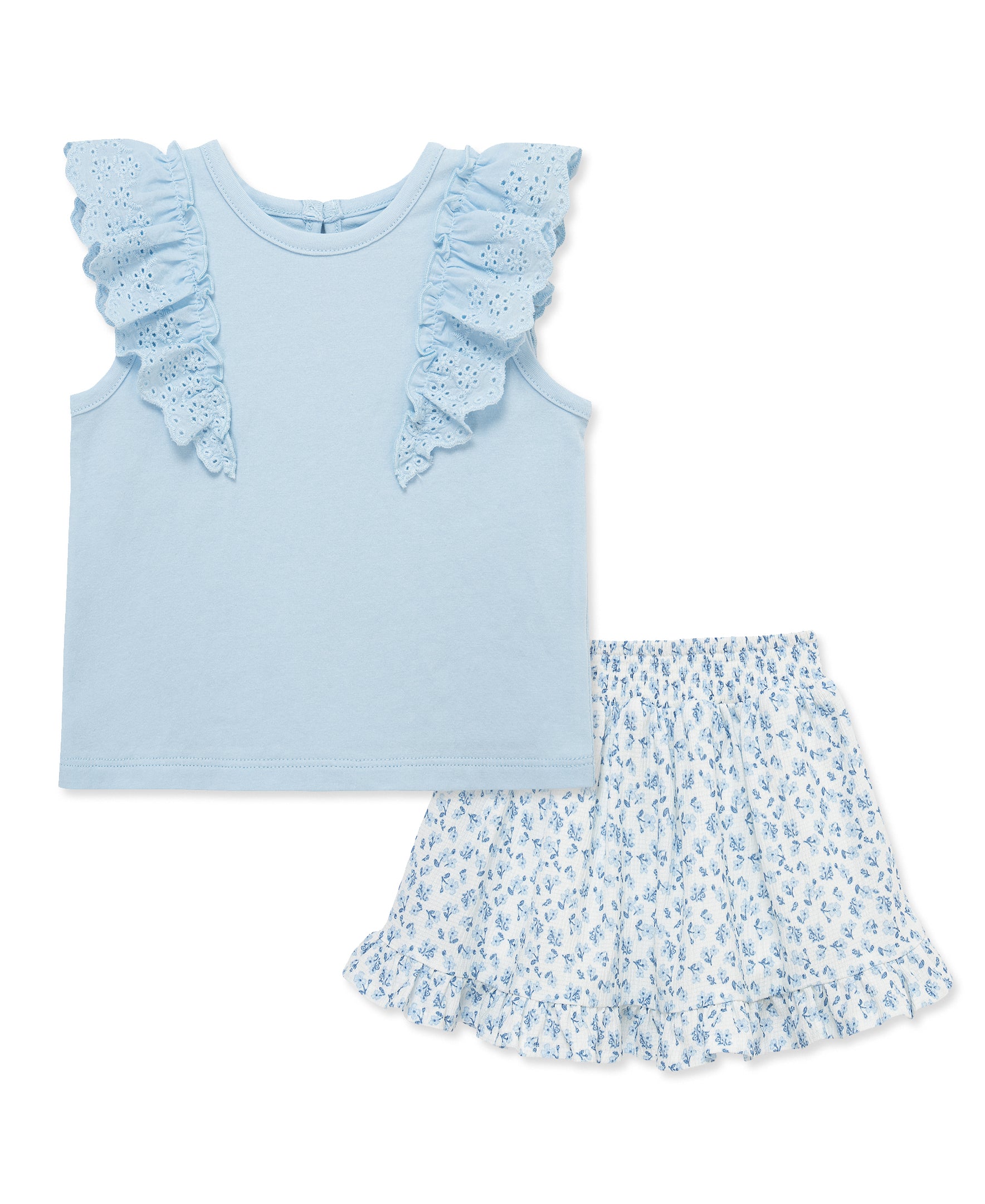 Blue Ditsy Fashion Skort Set (2T-4T)