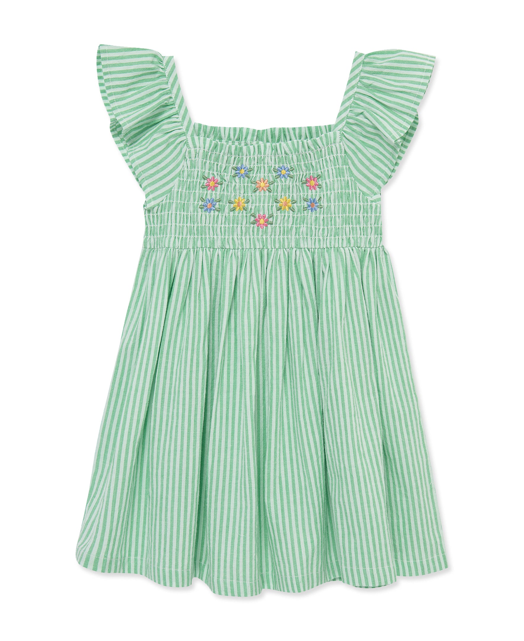 Green Embroidered Woven Sundress (2T-4T)