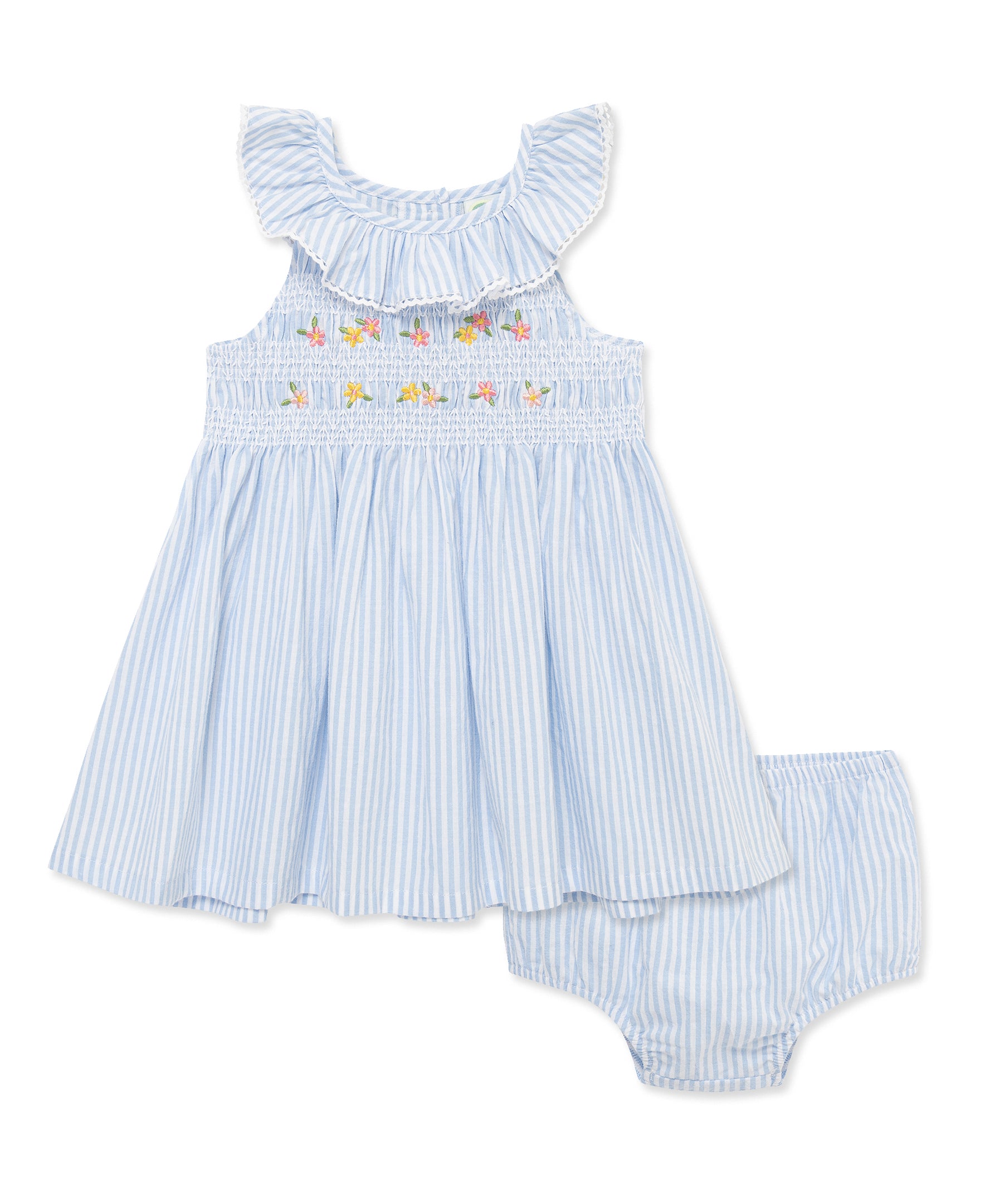 Blue Smocked Woven Sundress w/ Panty (12M-24M)