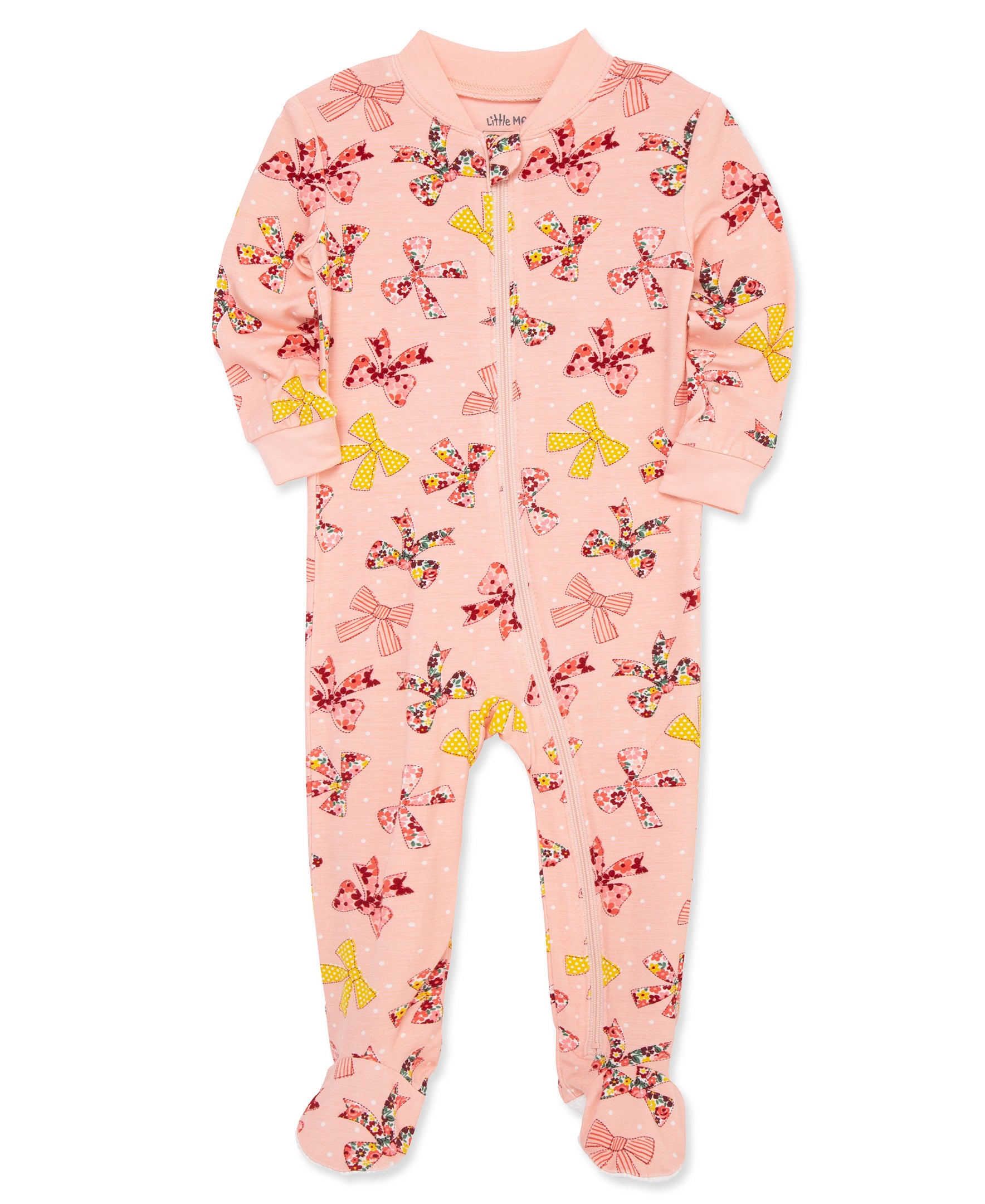 Bow Zip Front Footie Pajama (12M-24M) - Little Me