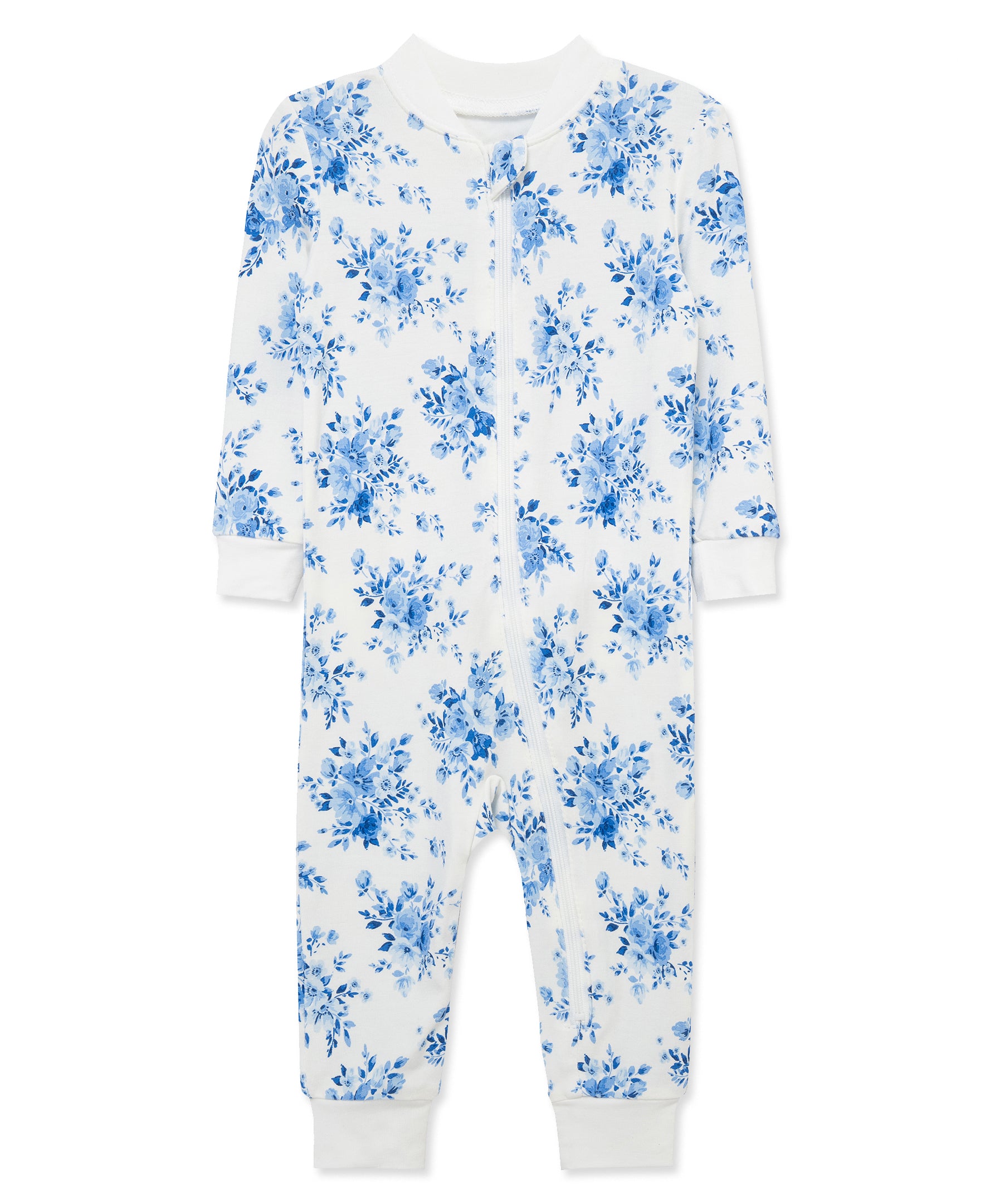 Blue Garden Zip Front One-Piece