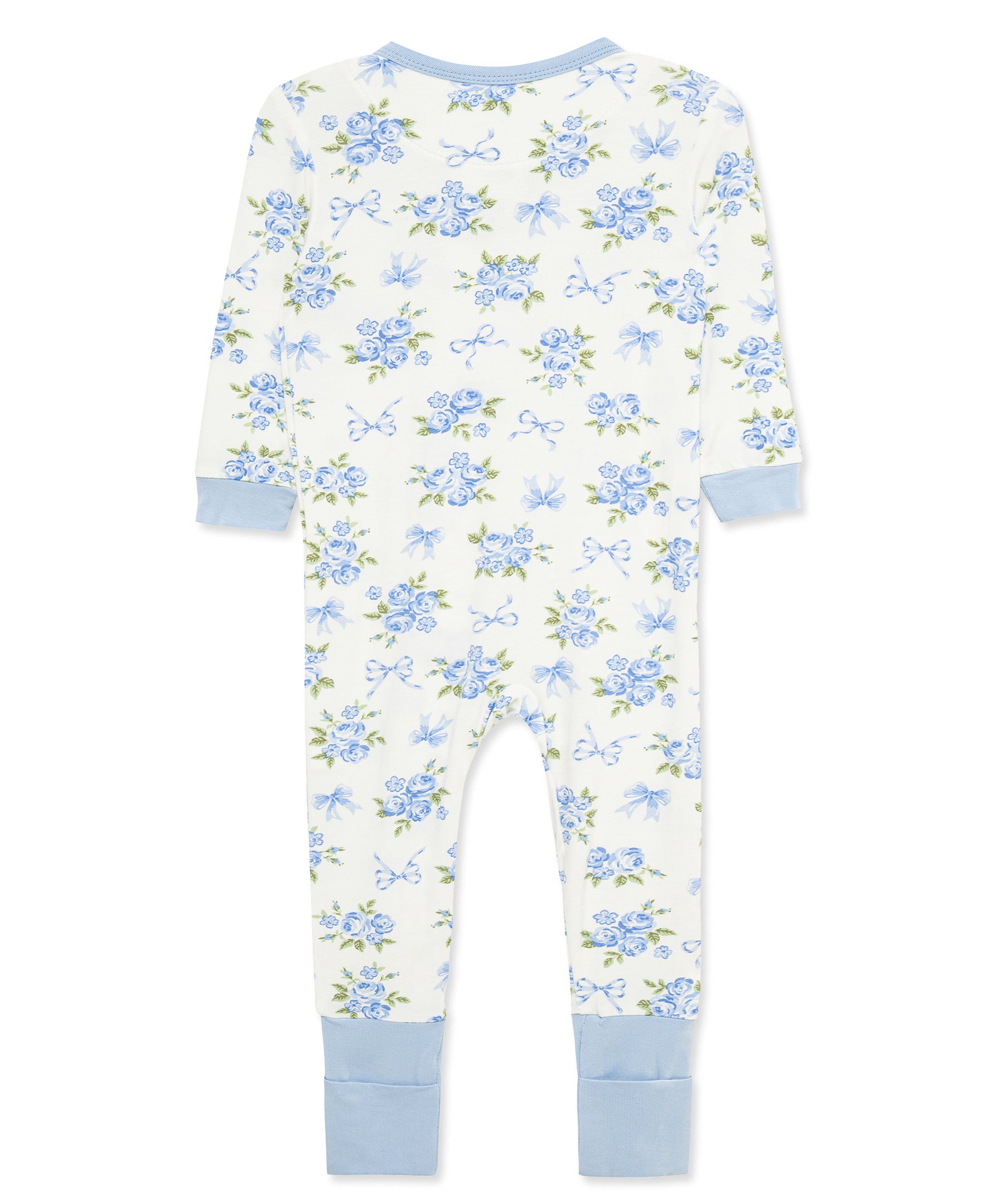 Blue Floral Zip Front Footie Pajama - Little Me