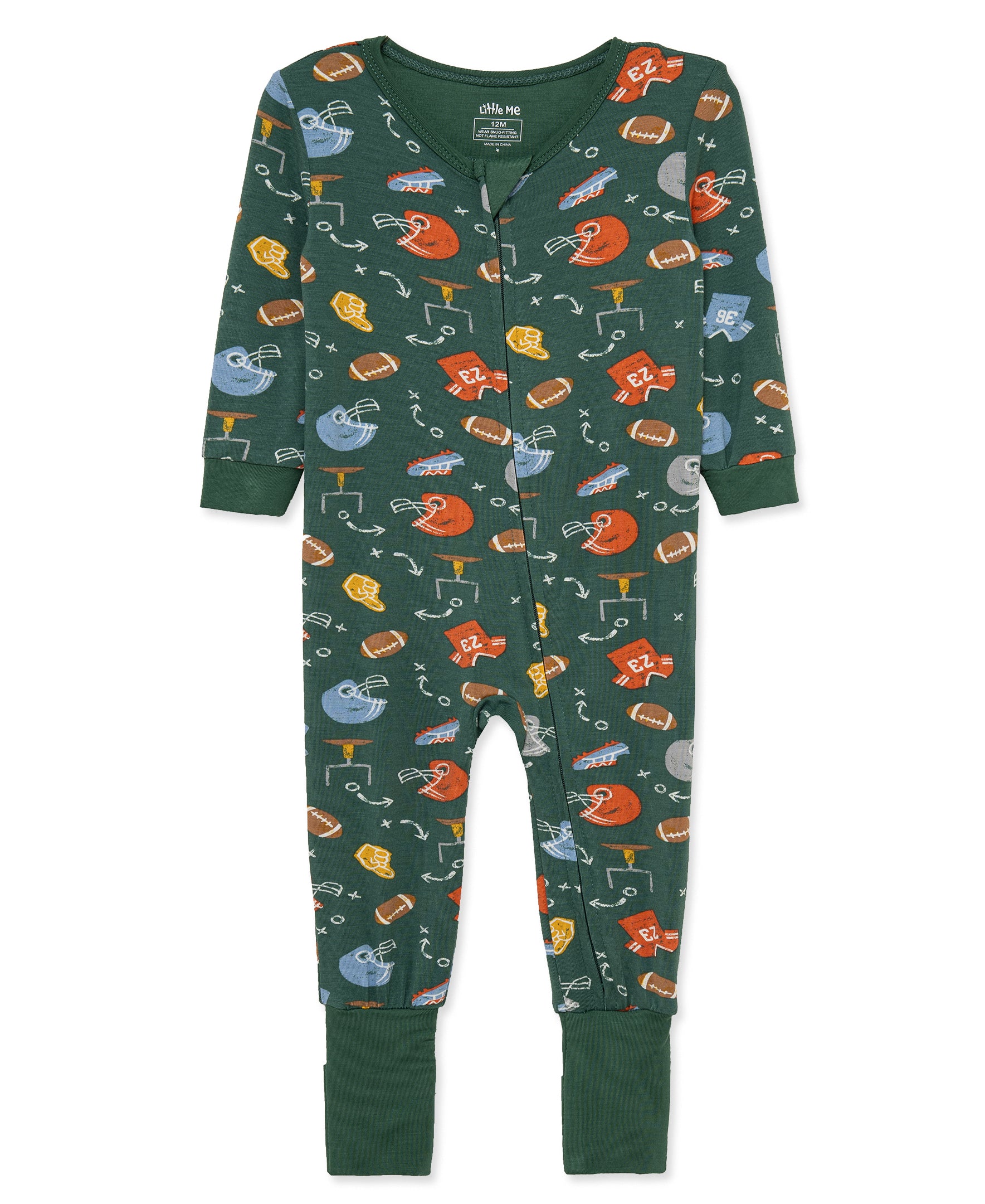 Football Zip Front Footie Pajama (12M-24M) - Little Me