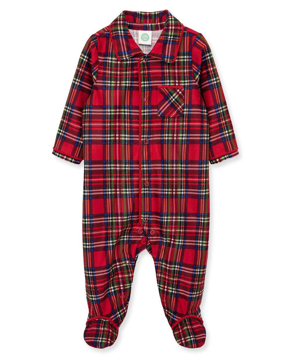 Plaid Collared Footie (3M-12M) - Little Me