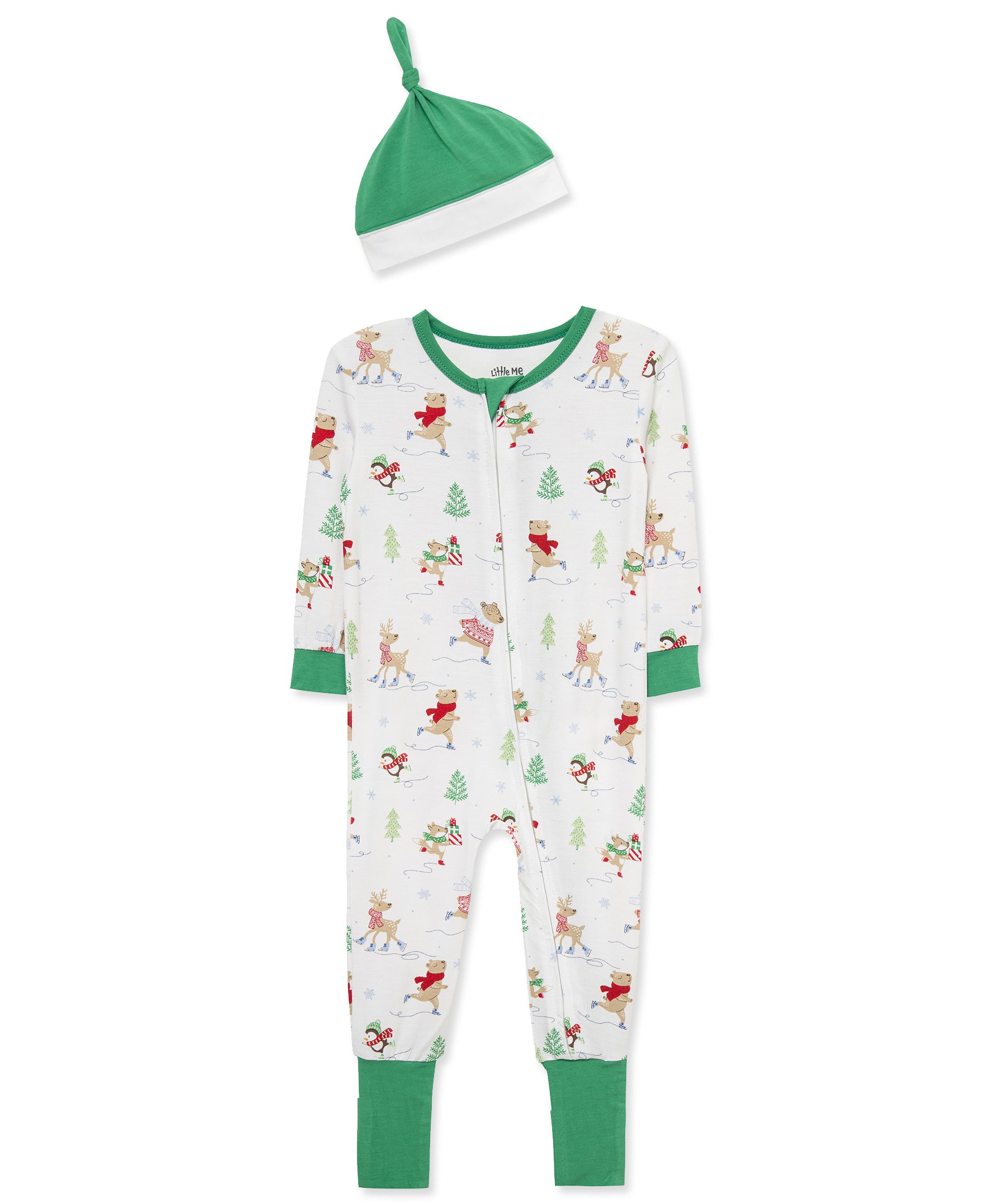 Arctic Friends Non-Slip Zip Front Footie & Hat (12M-24M) - Little Me