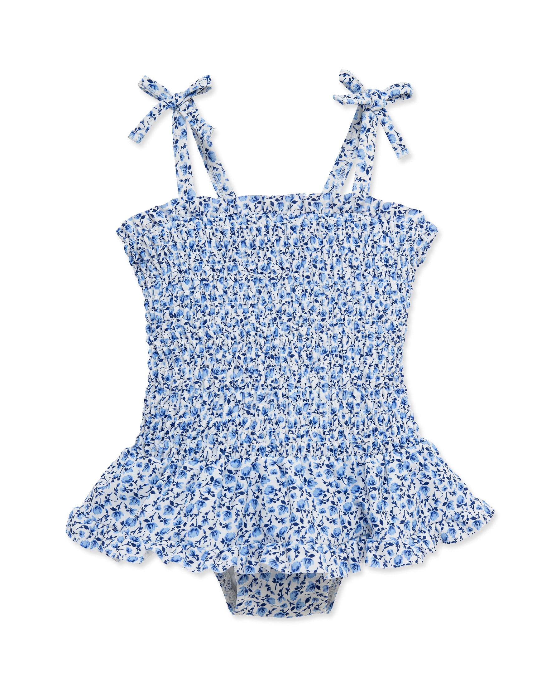 Blue Floral One-Piece Swimsuit (6M-24M) - Little Me